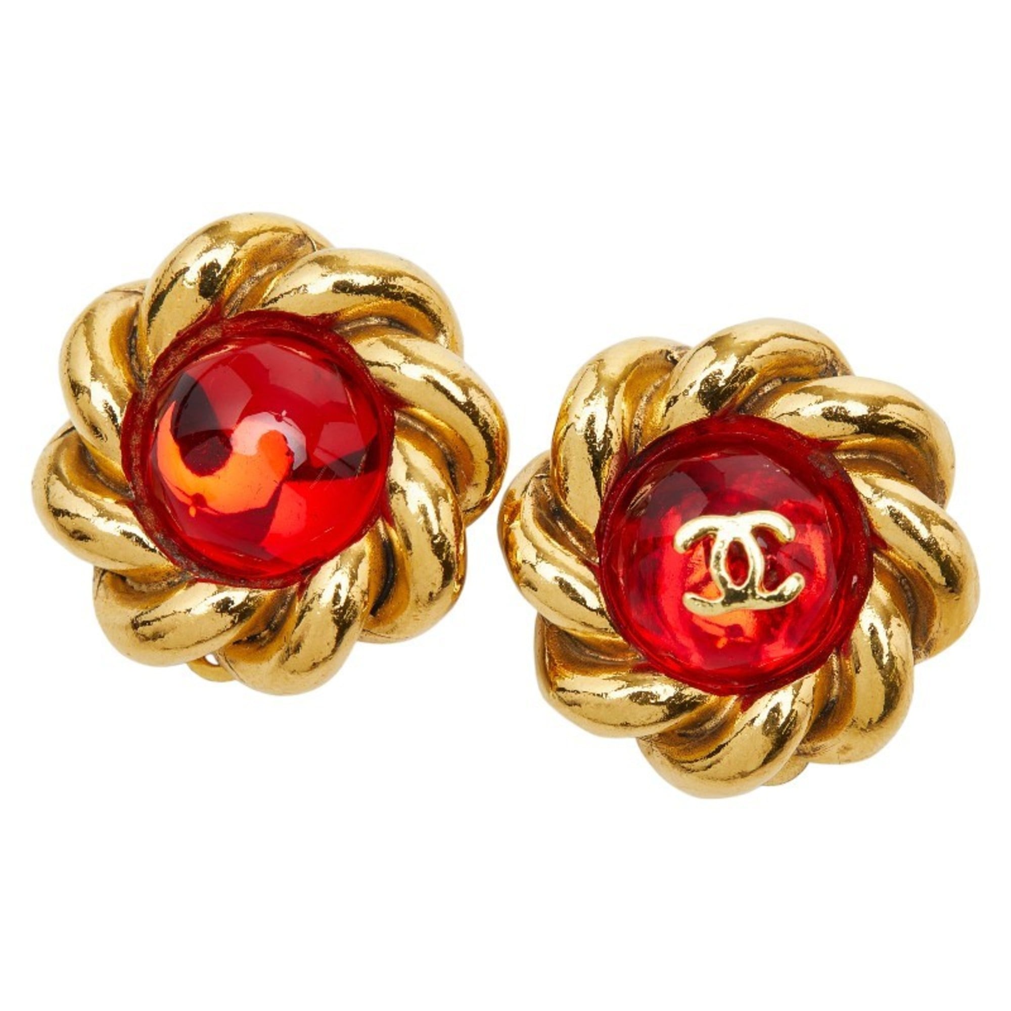 CC Logo Clip-On Earrings Gold-Tone Metal