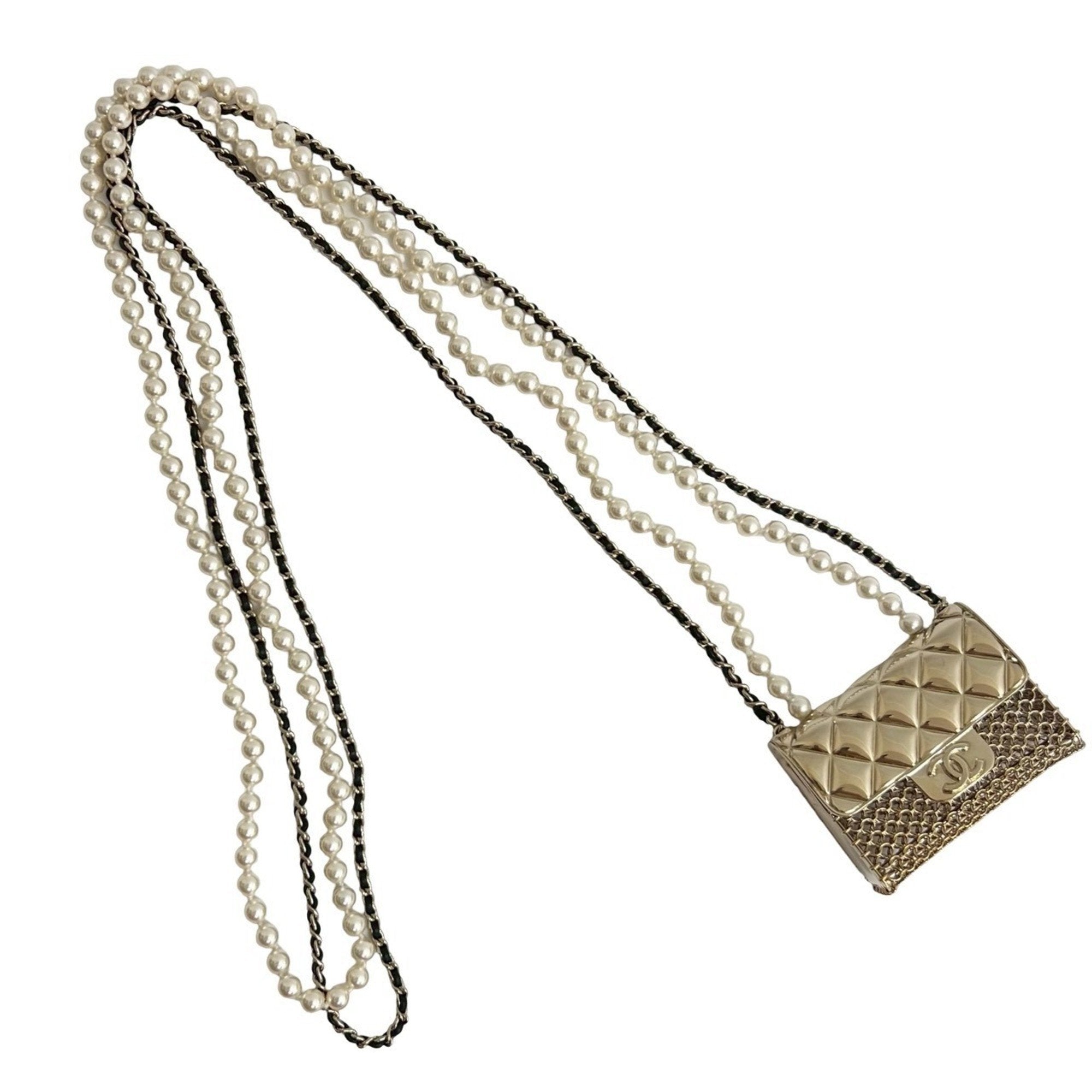 CC Logo Chain Pendant Necklace Gold-Tone Metal