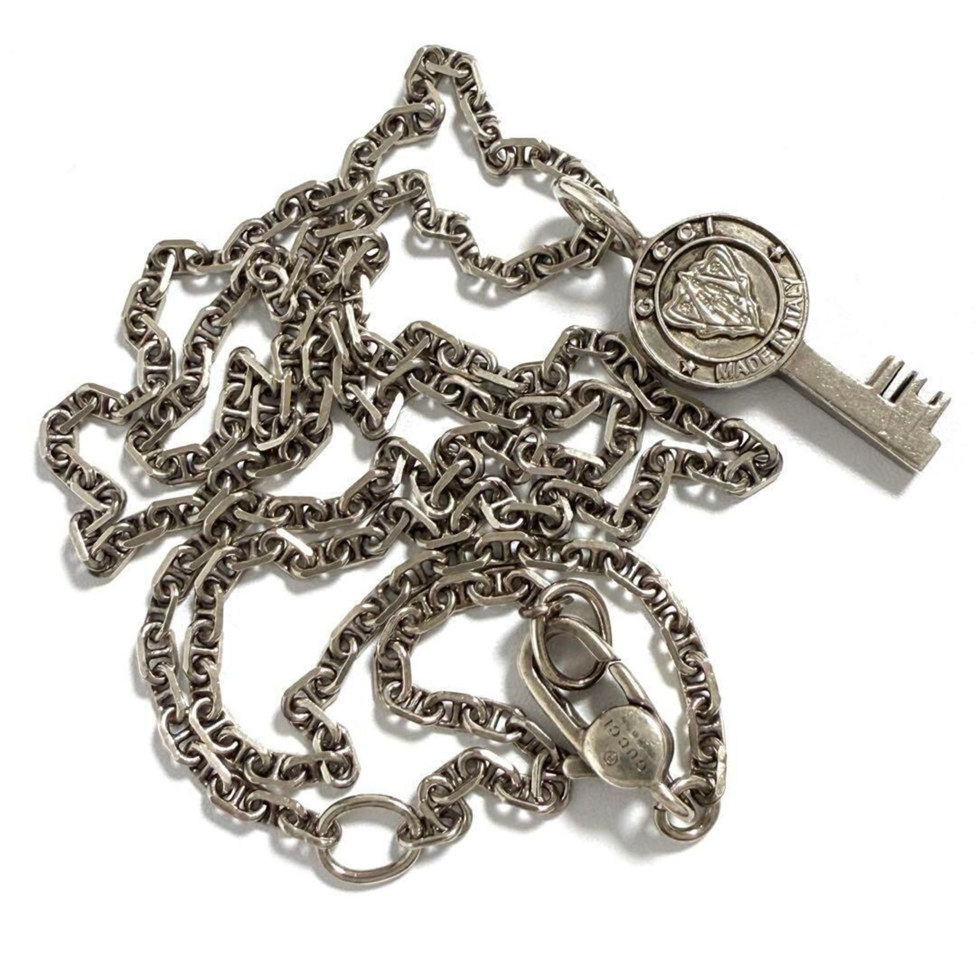 Crest Key Pendant Necklace Sterling Silver
