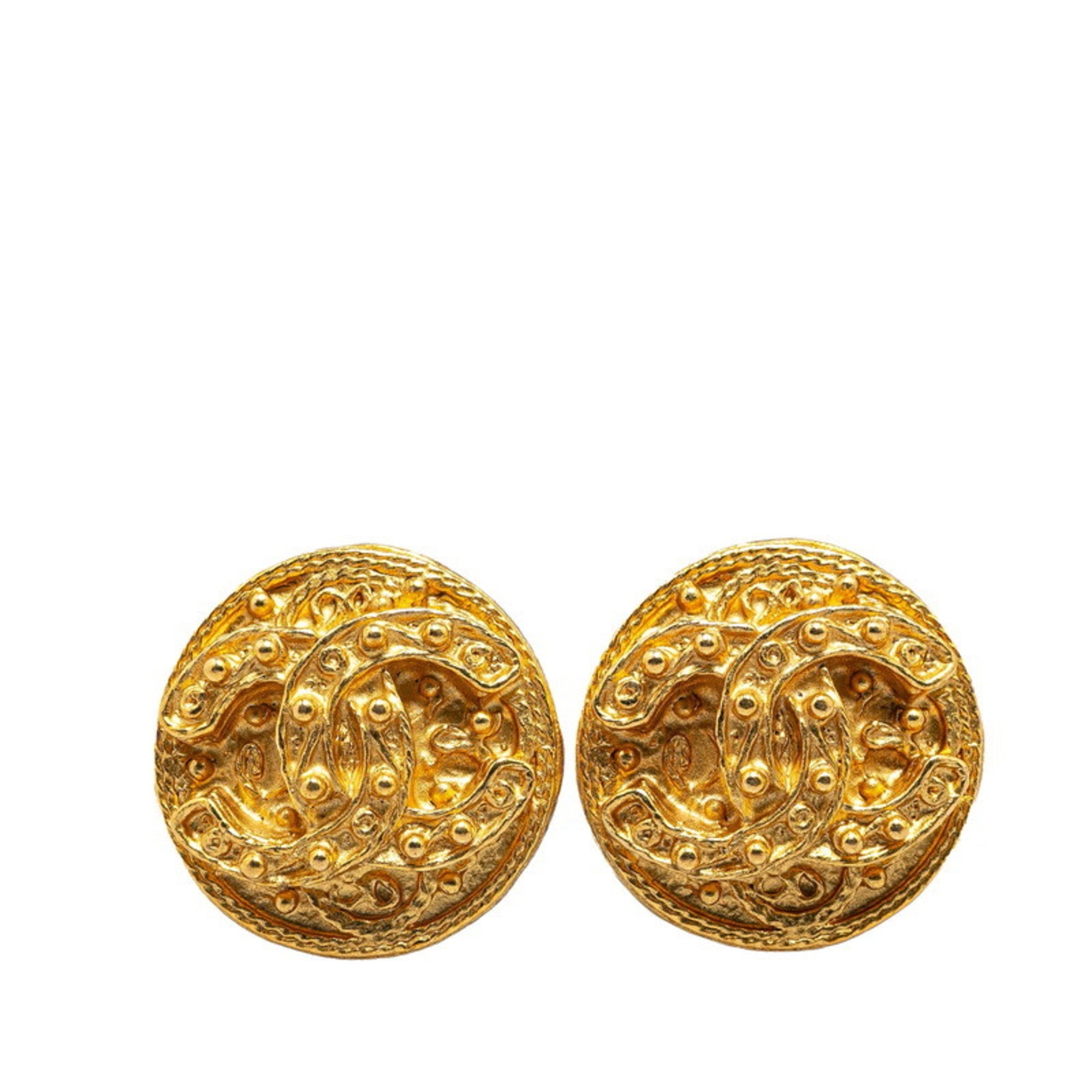 CC Logo Clip-On Earrings Metal Gold-Tone Metal