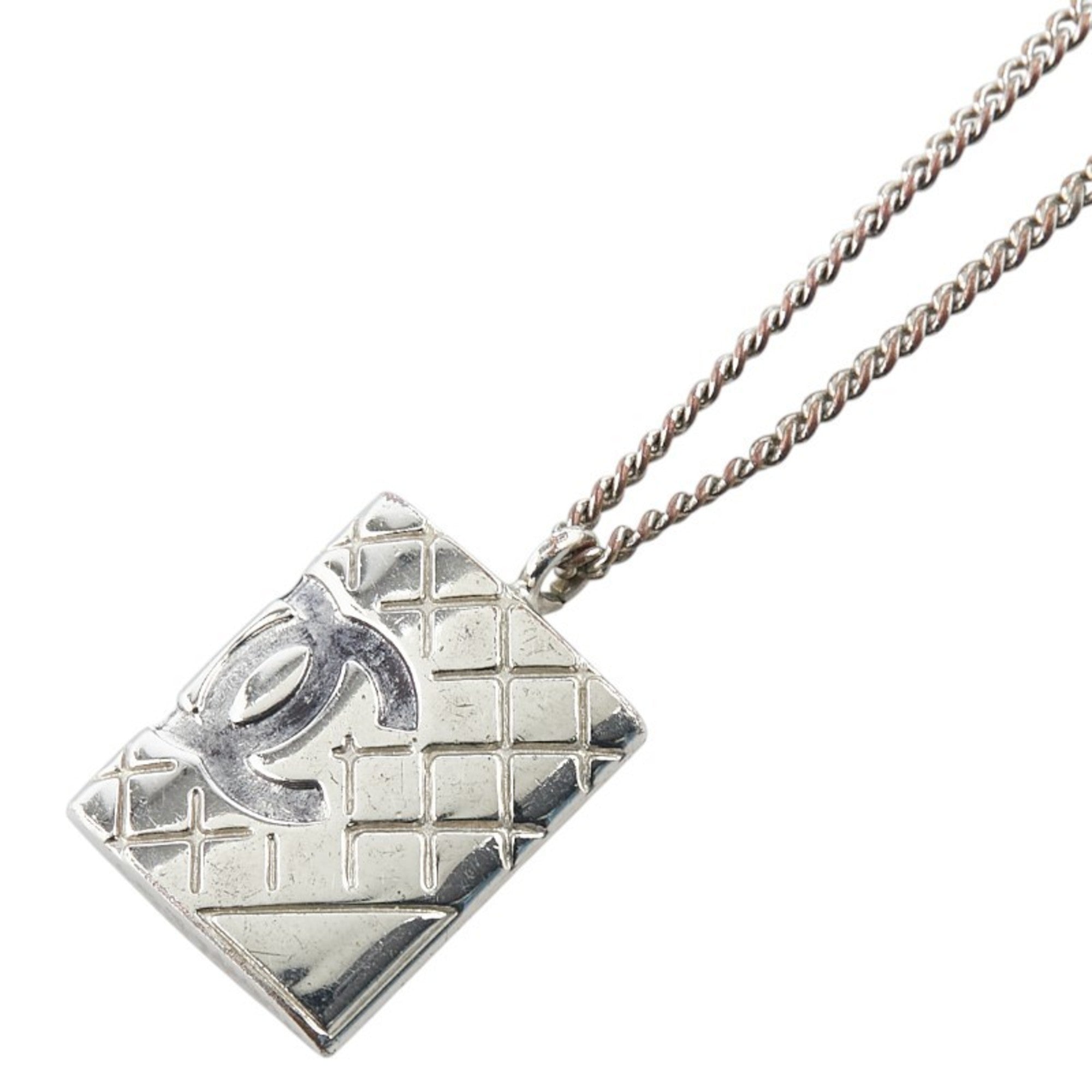 CC Logo Pendant Necklace Silver-Tone Metal