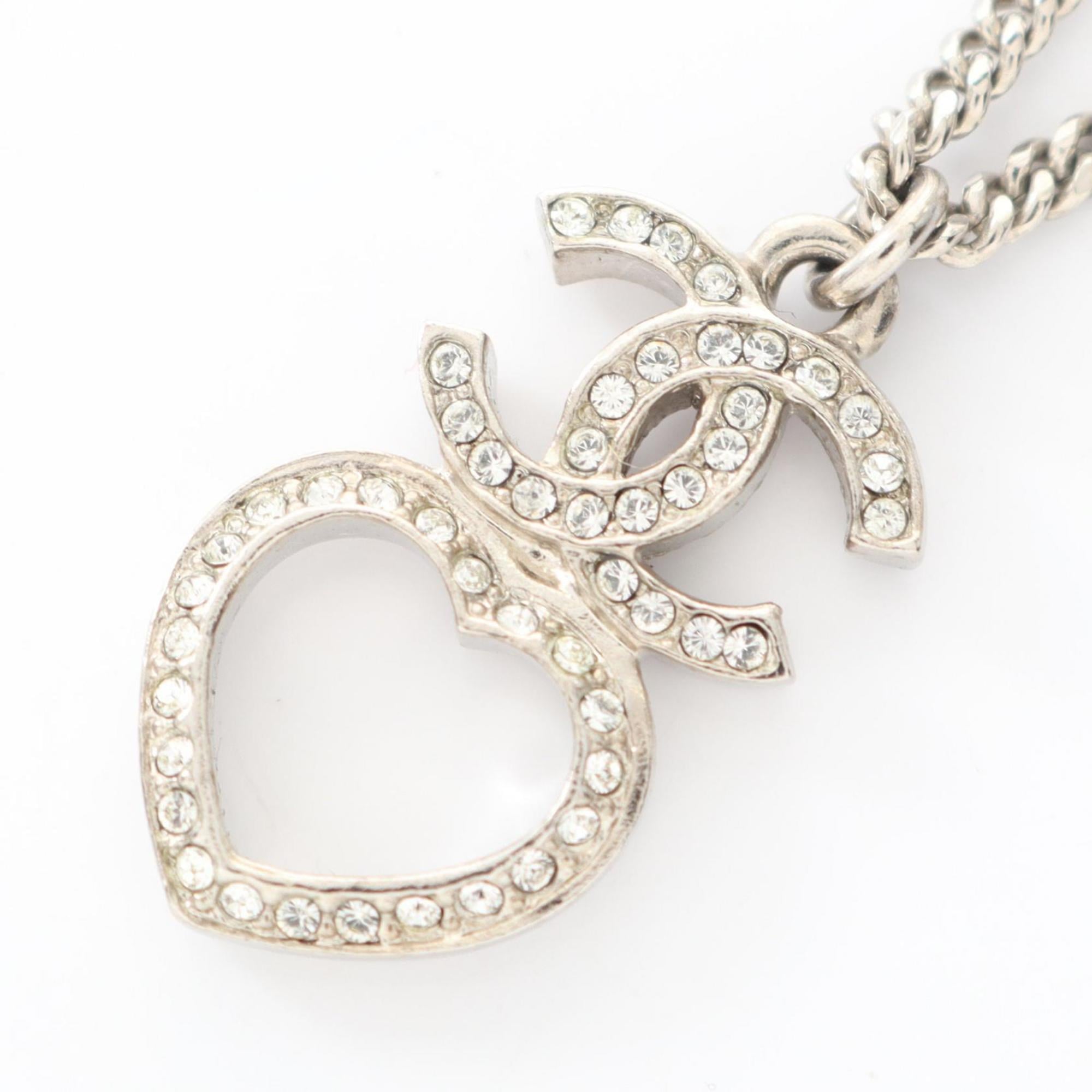 CC Logo Heart Pendant Necklace Sterling Silver