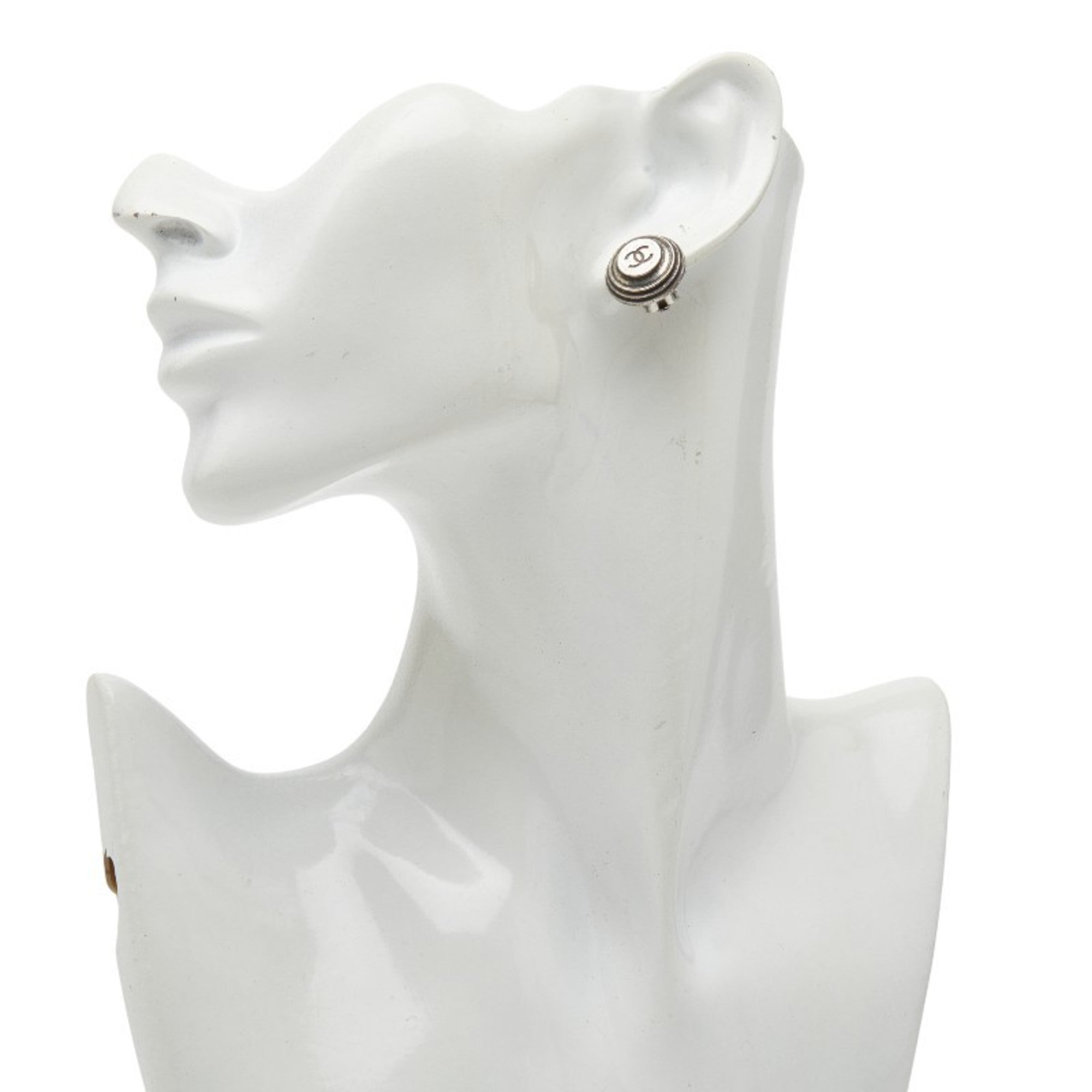 CC Logo Clip-On Earrings Silver-Tone Metal Silver-Tone Metal