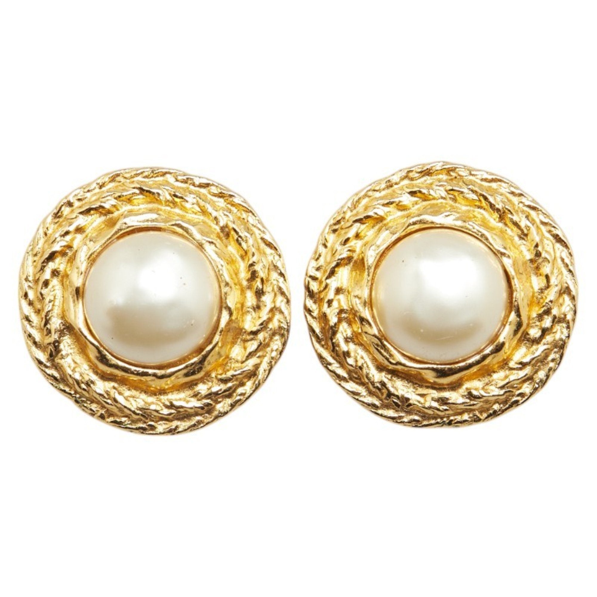 Earrings Pearl Gold-Tone Metal