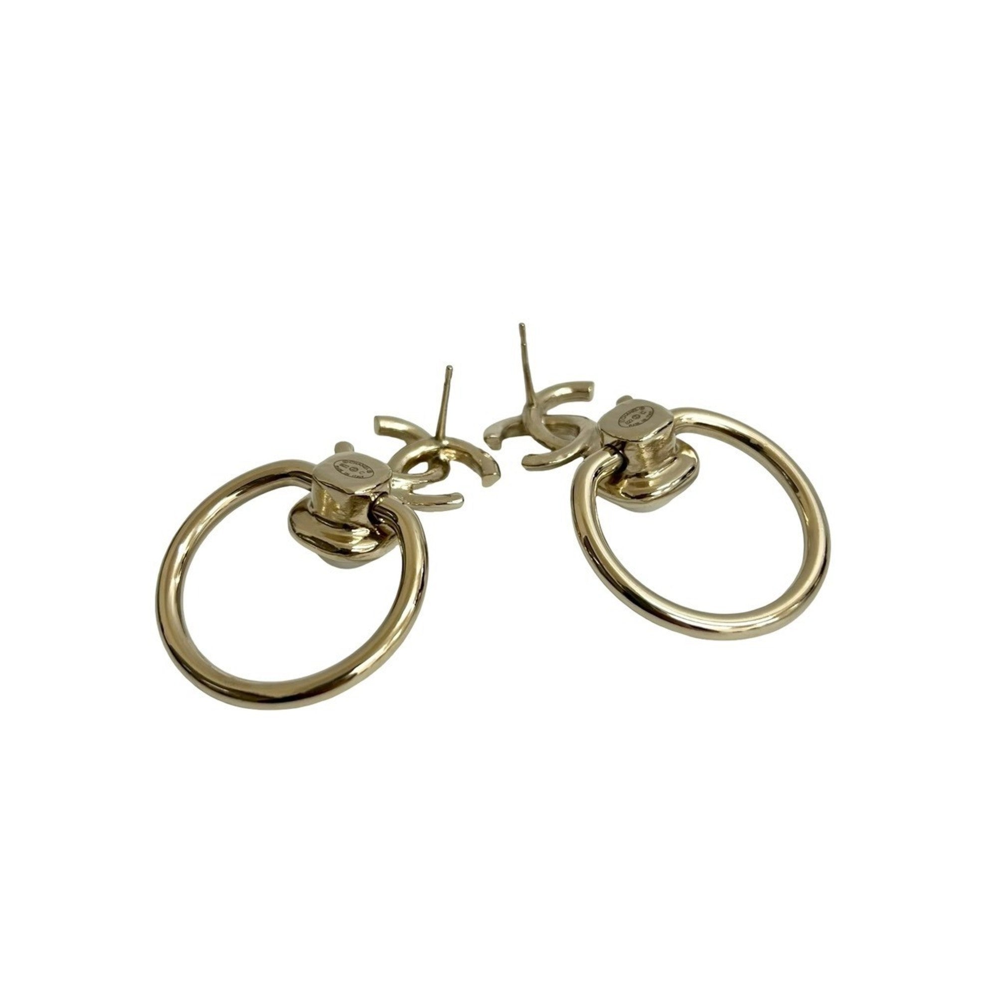 CC Logo Hoop Earrings Metal Gold-Tone Metal