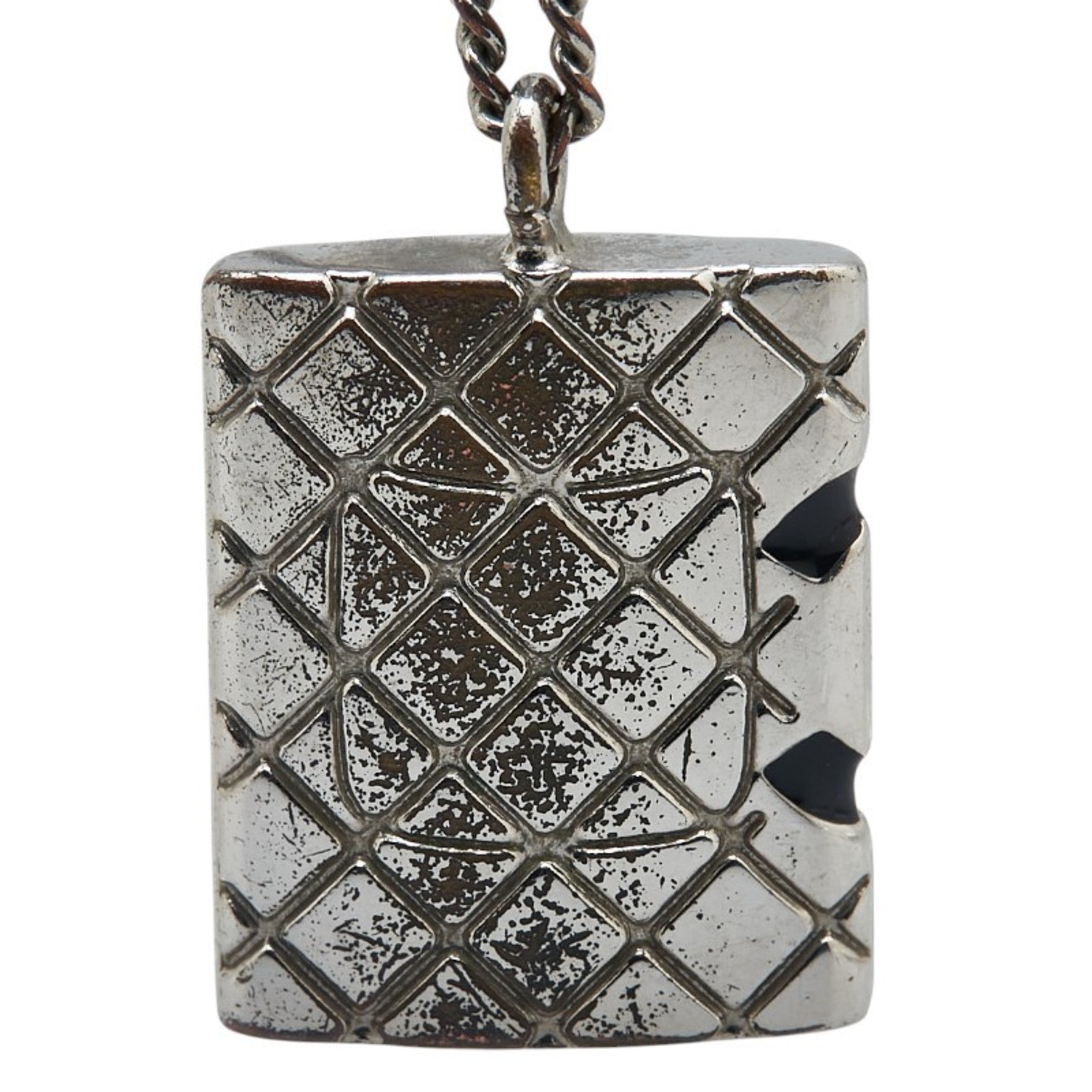 CC Logo Pendant Necklace Silver-Tone Metal