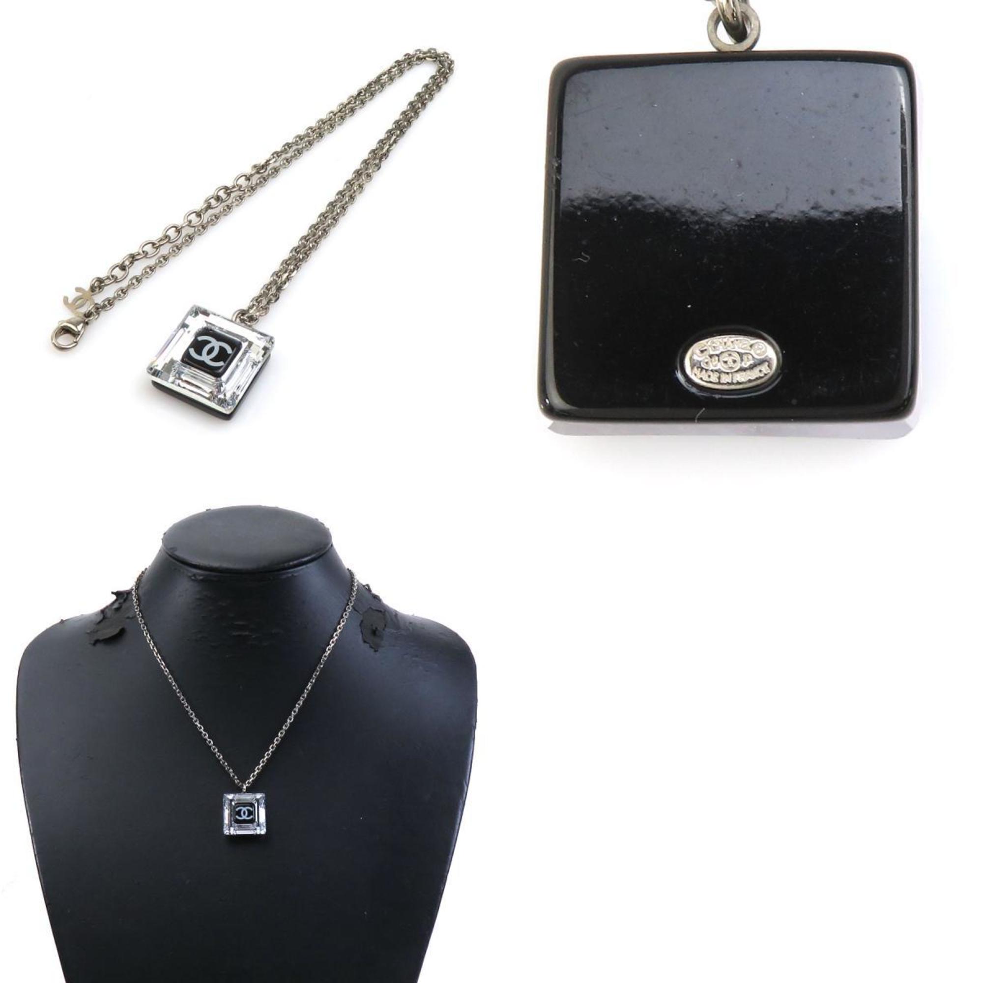 CC Logo Pendant Necklace Silver-Tone Metal