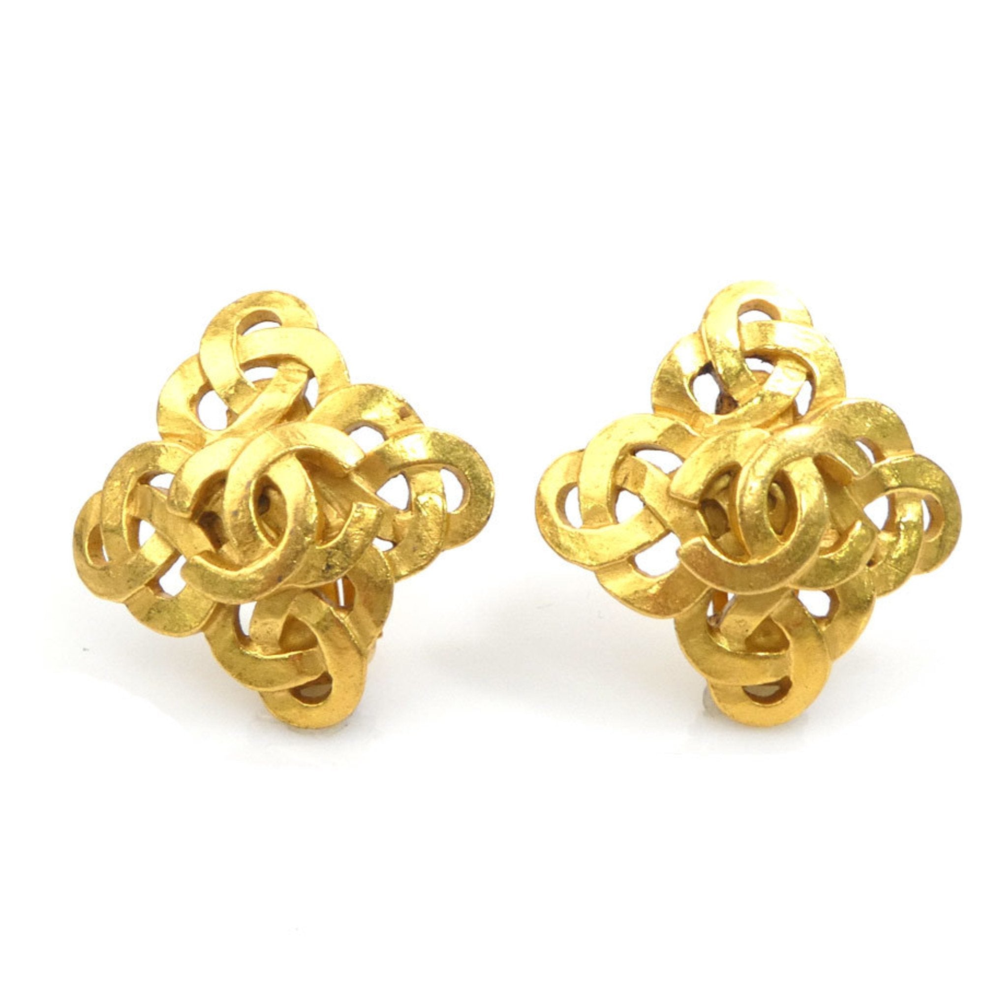 CC Logo Clip-On Earrings Gold-Tone Metal Gold-Tone Metal