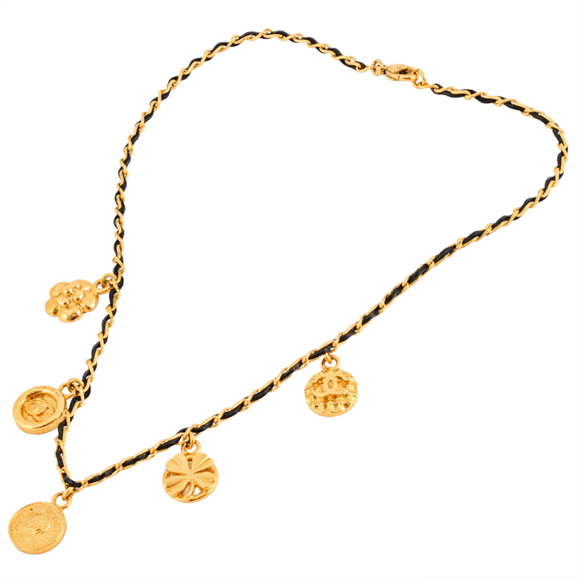 CC Logo Clover Medal Necklace Gold-Tone Metal