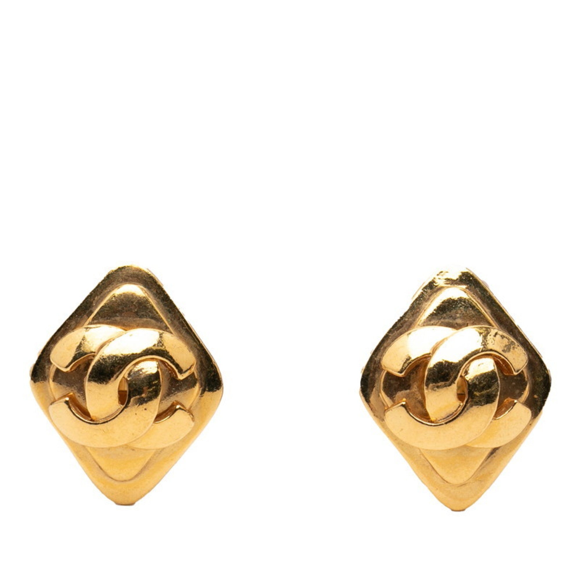CC Logo Clip-On Earrings Metal Gold-Tone Metal
