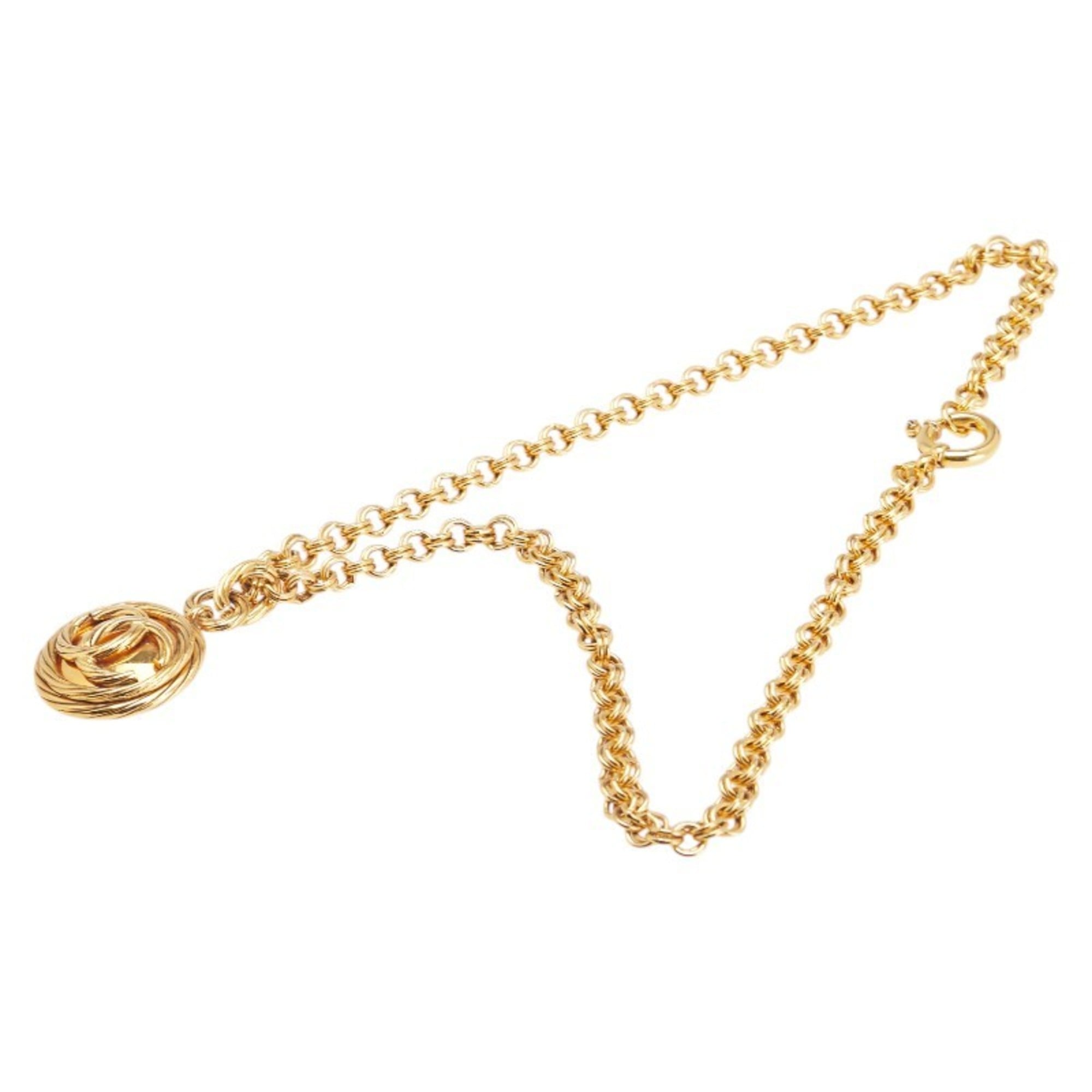 CC Logo Round Pendant Necklace Metal
