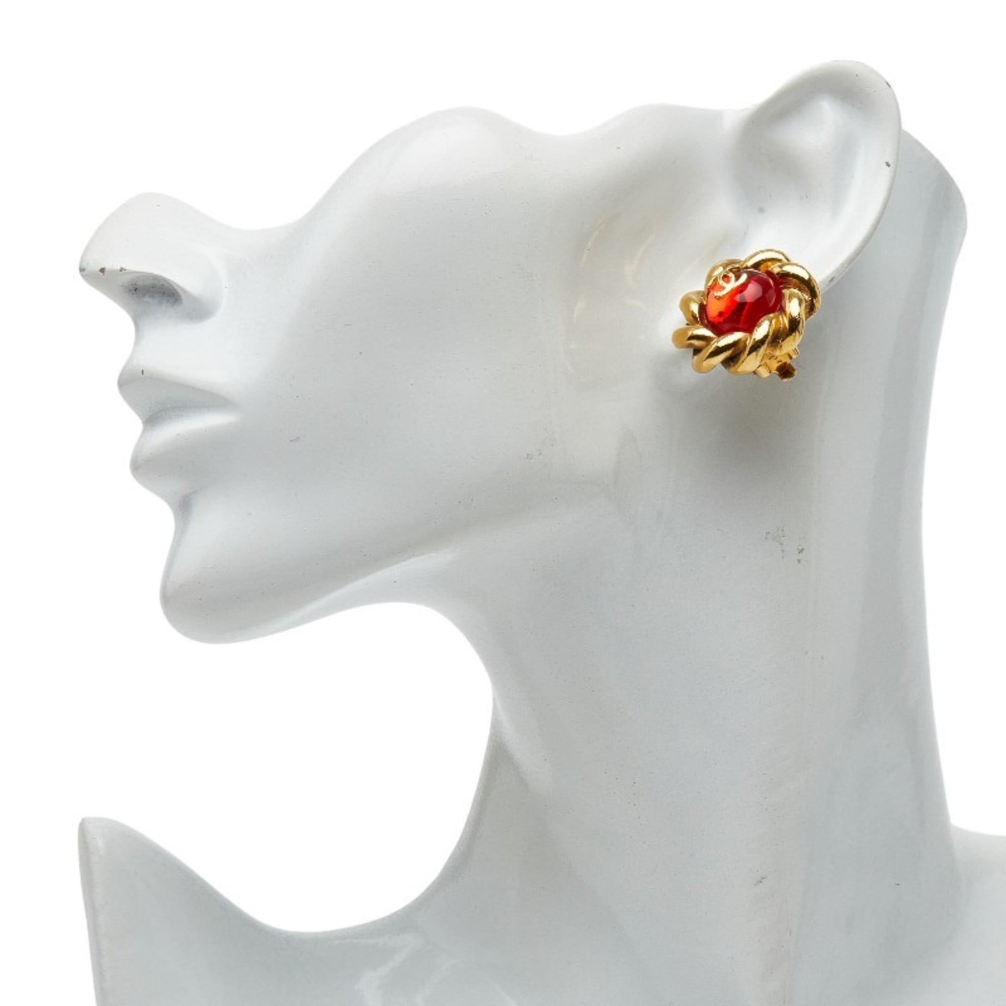 CC Logo Clip-On Earrings Gold-Tone Metal