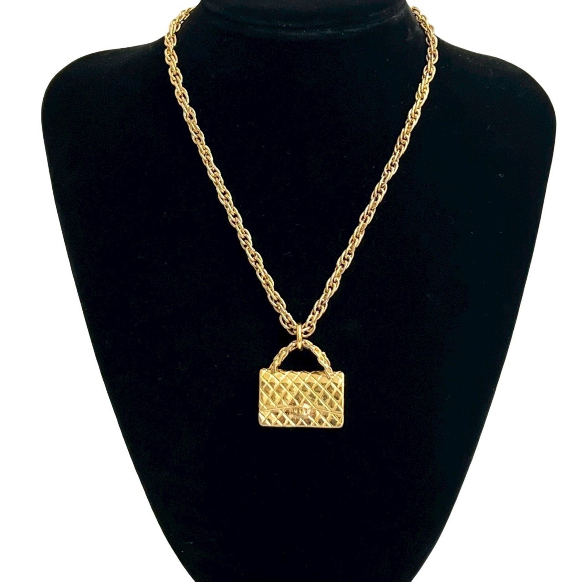 Matelasse Bag Motif Pendant Necklace Metal