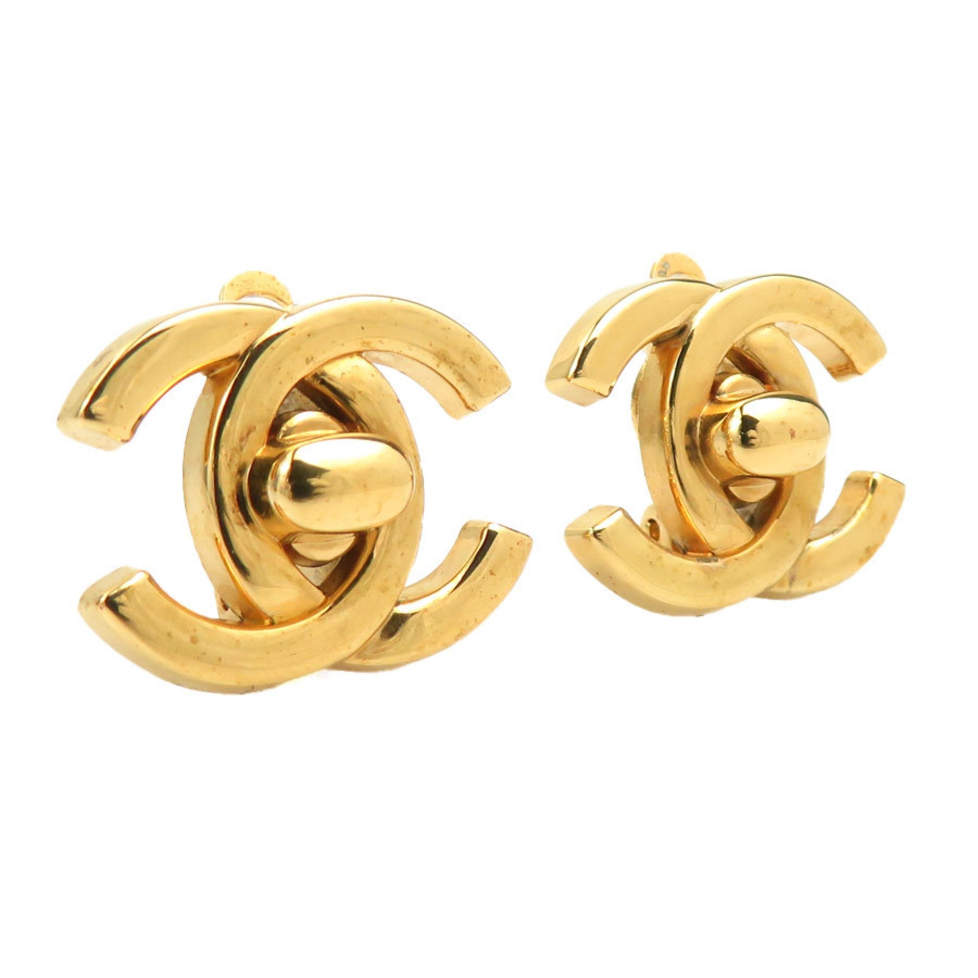 CC Logo Clip-On Earrings Gold-Tone Metal Gold-Tone Metal