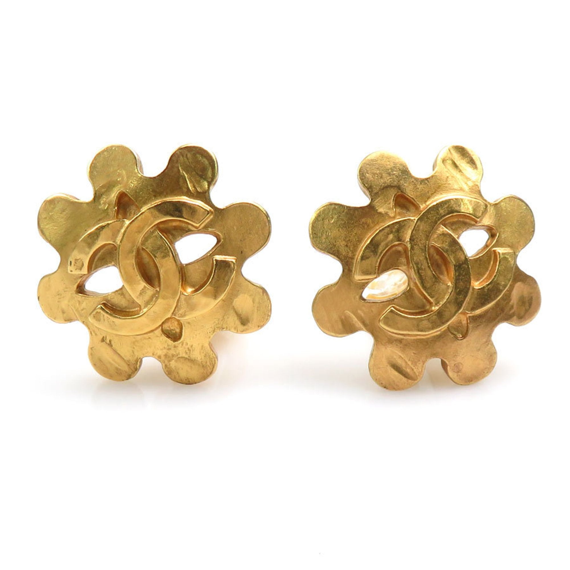 CC Logo Clip-On Earrings Gold-Tone Metal Gold-Tone Metal