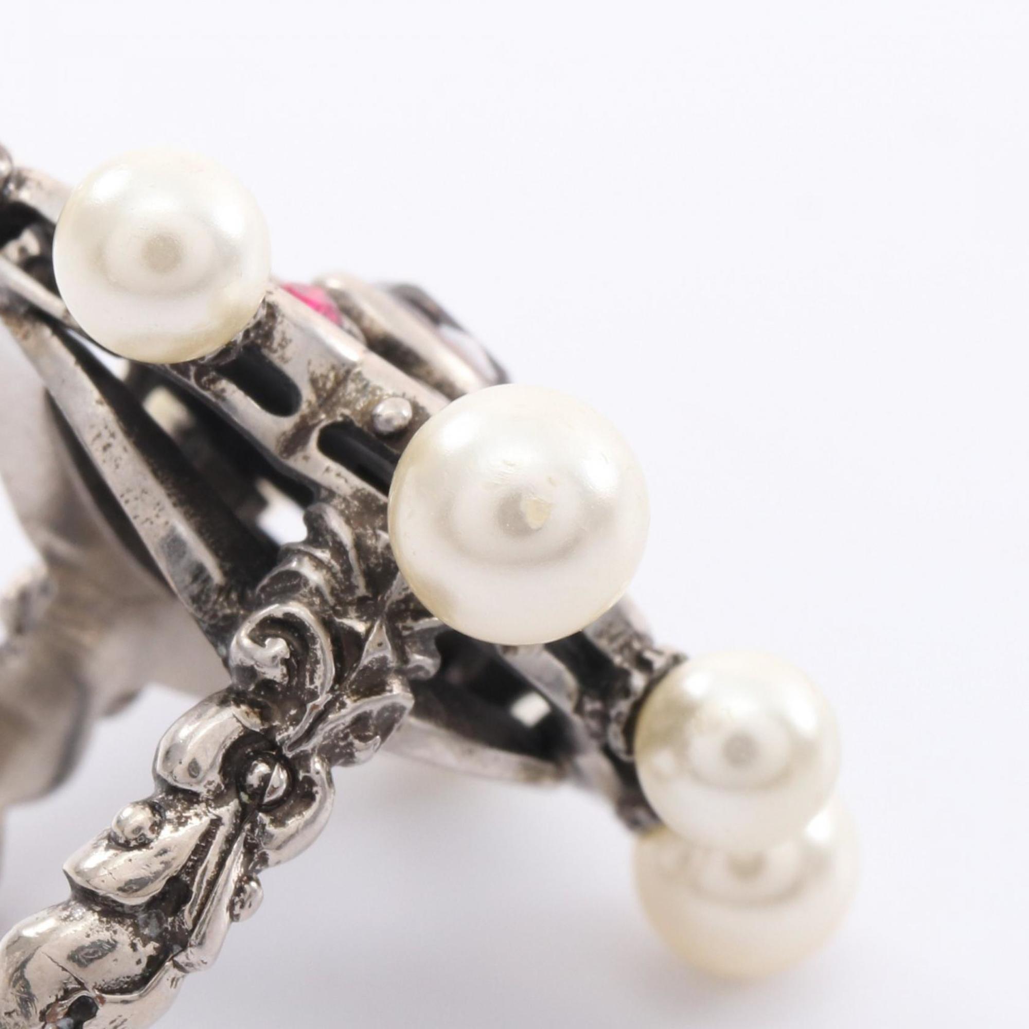 Ring Stainless Steel With Artificial Pearl and Rhinestone