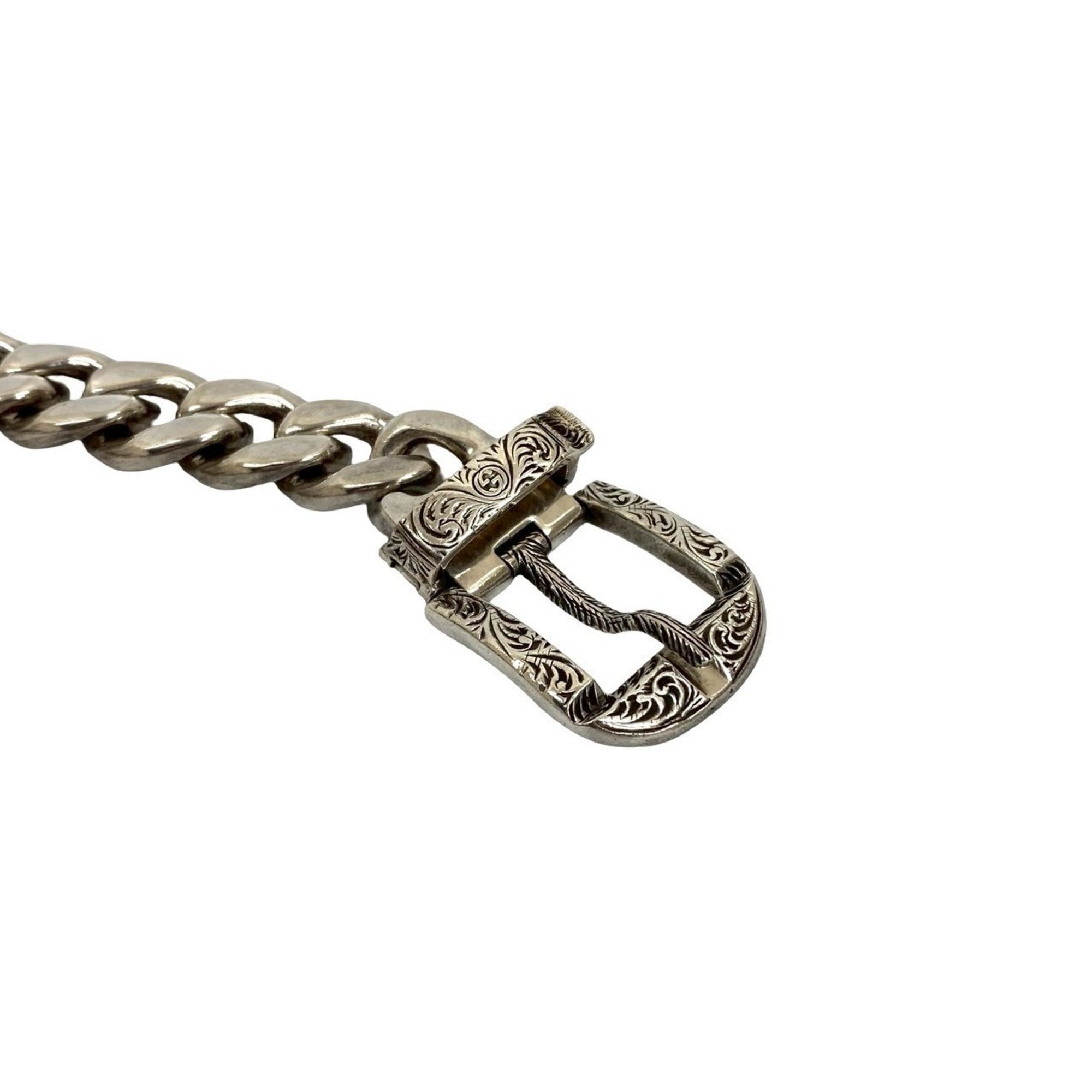 Arabesque Cat Head Curb Chain Pendant Necklace Sterling Silver