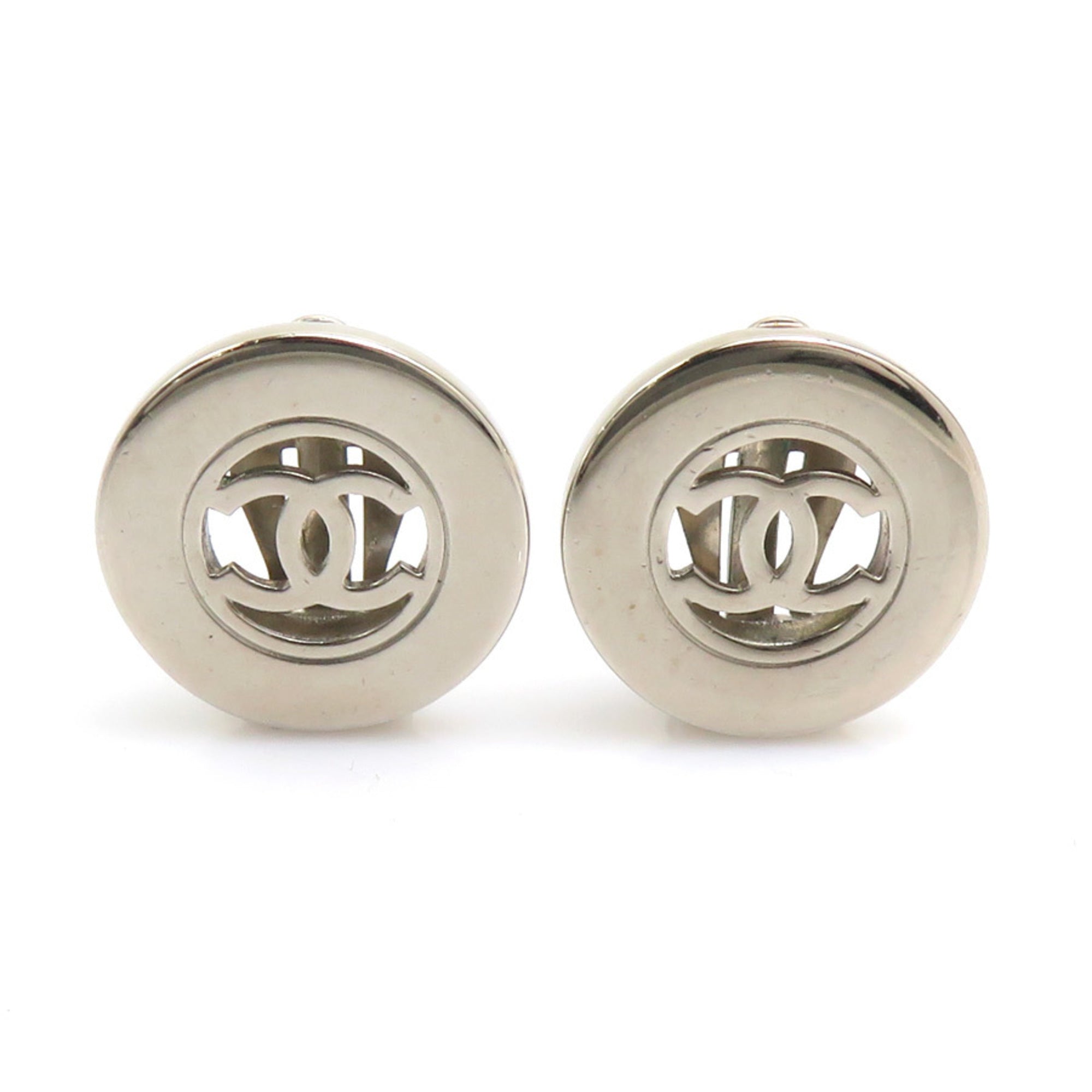 CC Logo Clip-On Earrings Silver-Tone Metal Silver-Tone Metal