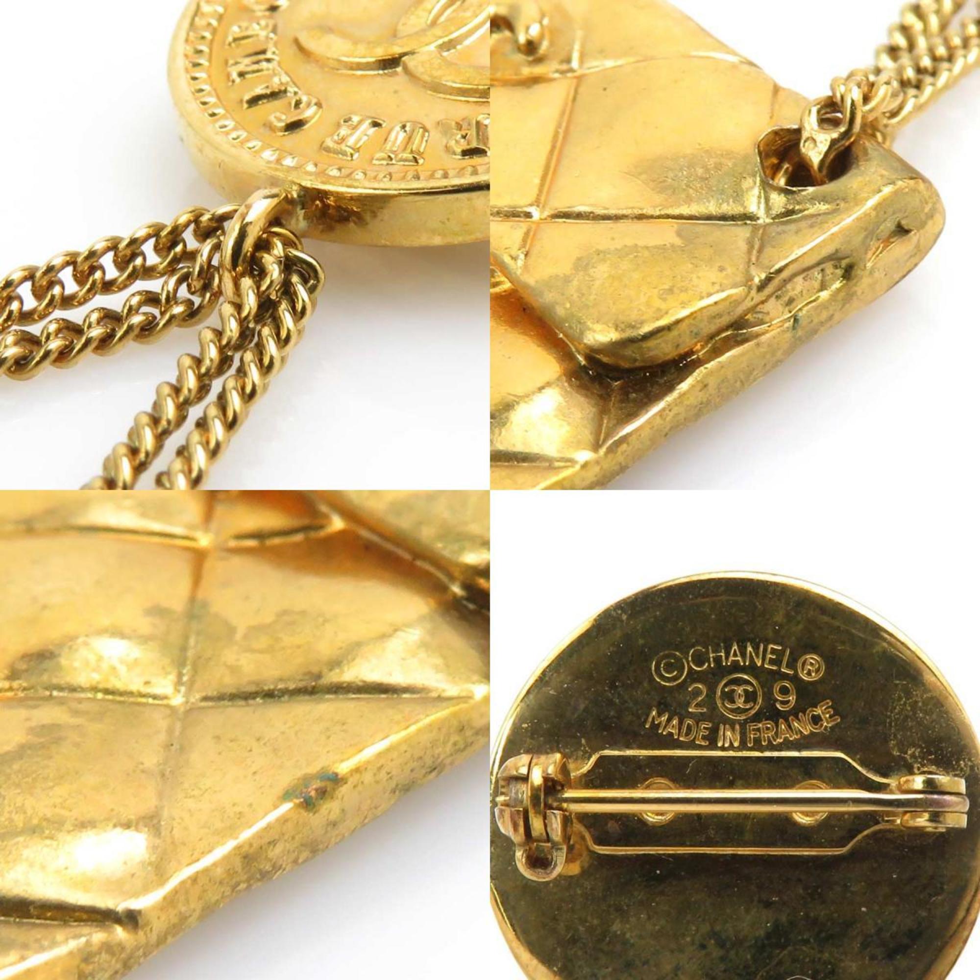 CC Logo Brooch Gold-Tone Metal