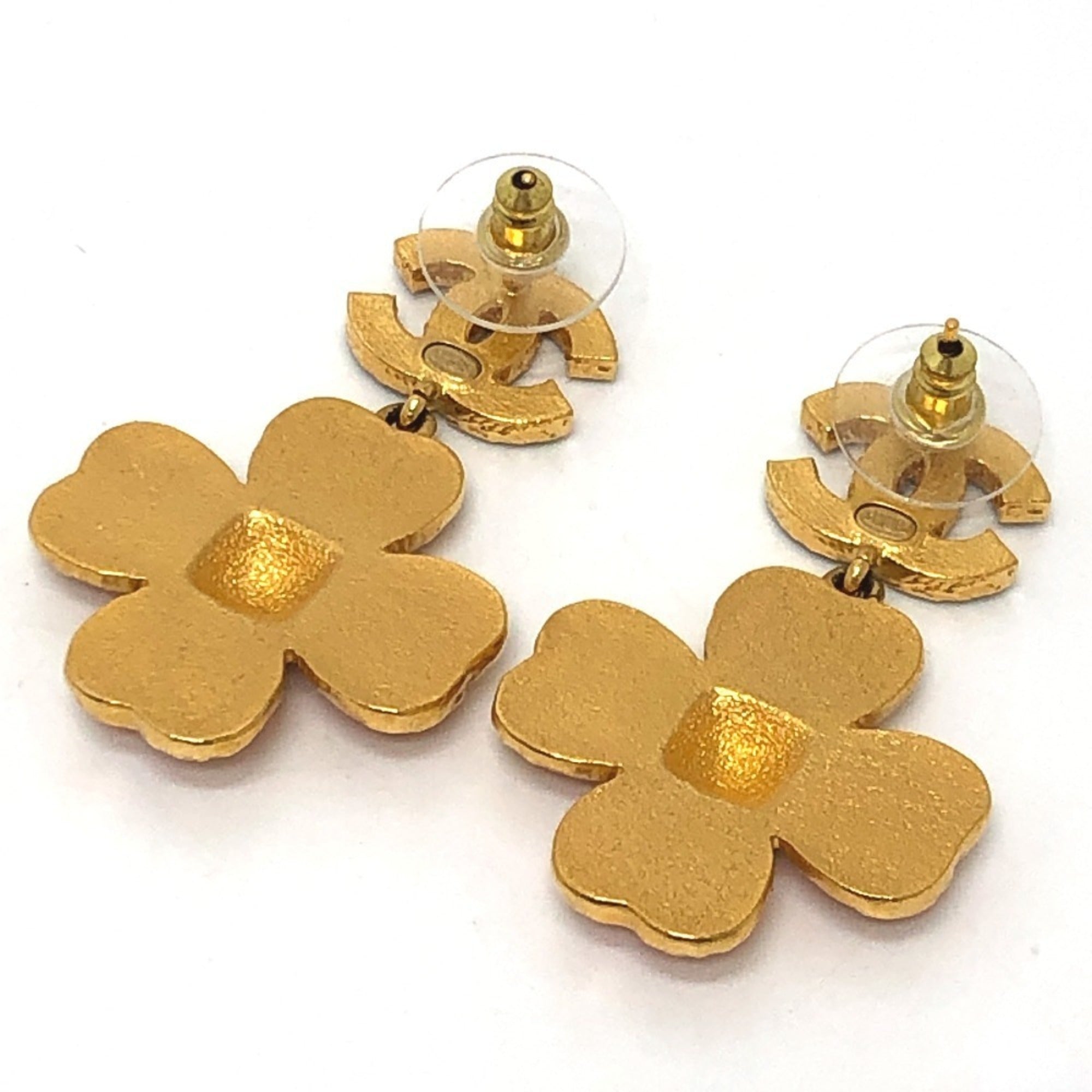 CC Logo Flower Earrings Gold-Tone Metal Gold-Tone Metal