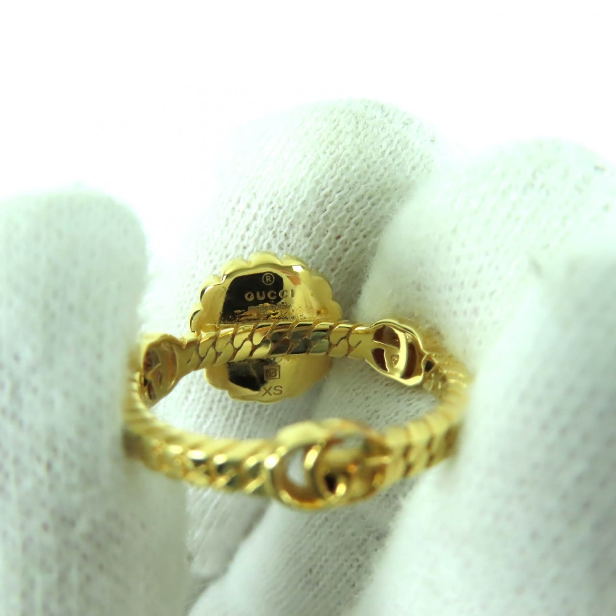 Band Ring Gold with Pearl and Rhinestone
