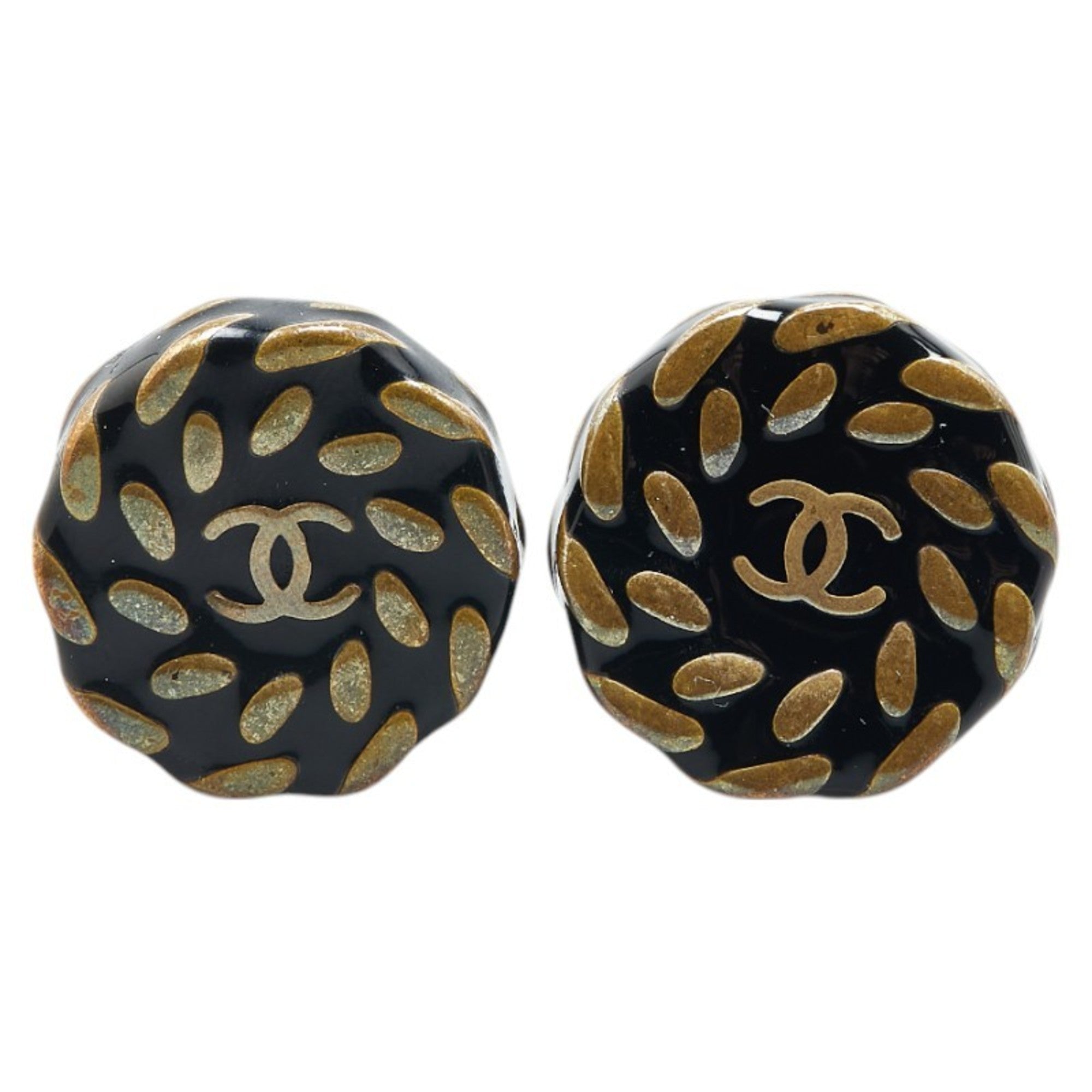 CC Logo Round Clip-On Earrings Gold-Tone Metal Gold-Tone Metal