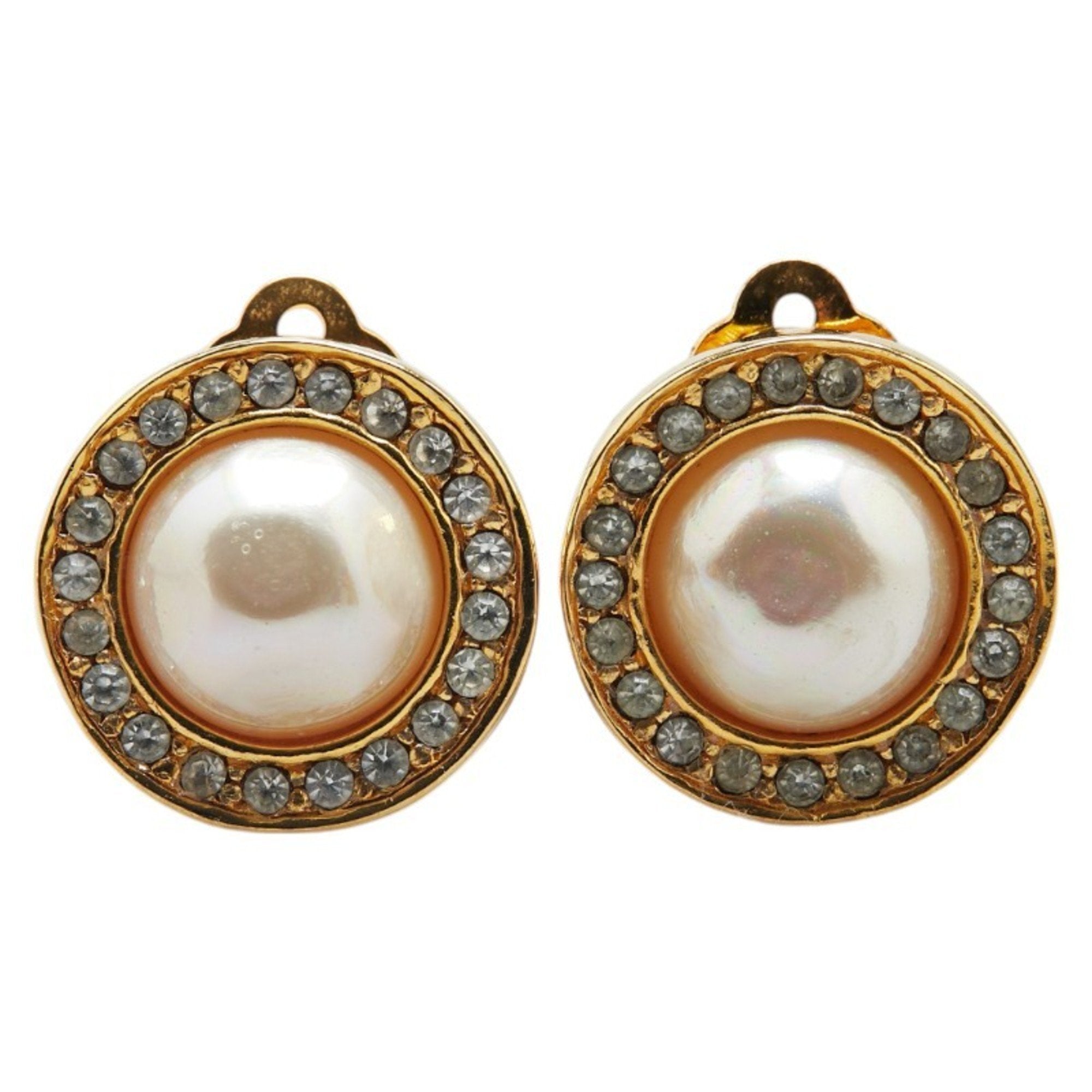 Clip-On Earrings Pearl Clip-On Gold-Tone Metal