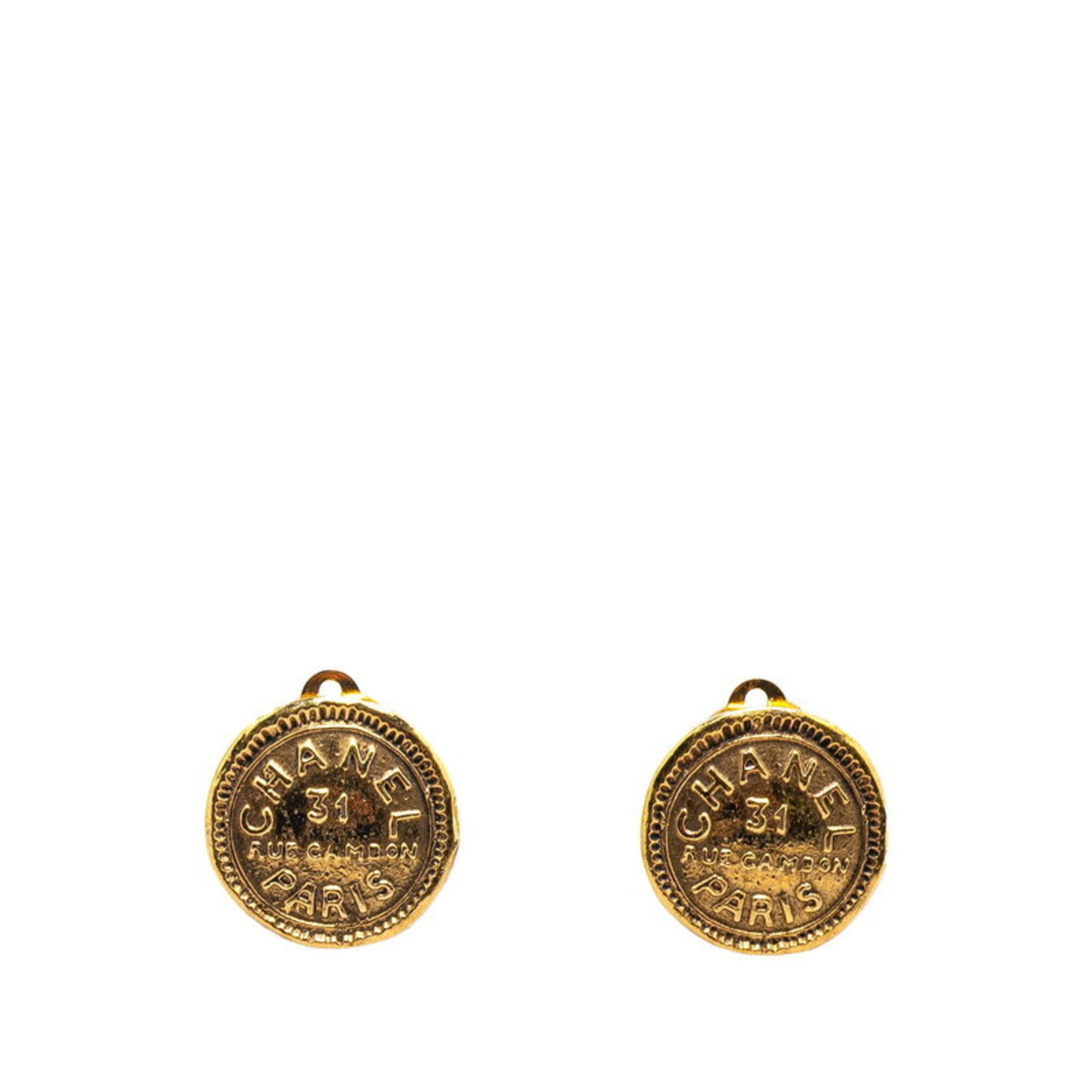 CC Logo Clip-On Earrings Metal Gold-Tone Metal