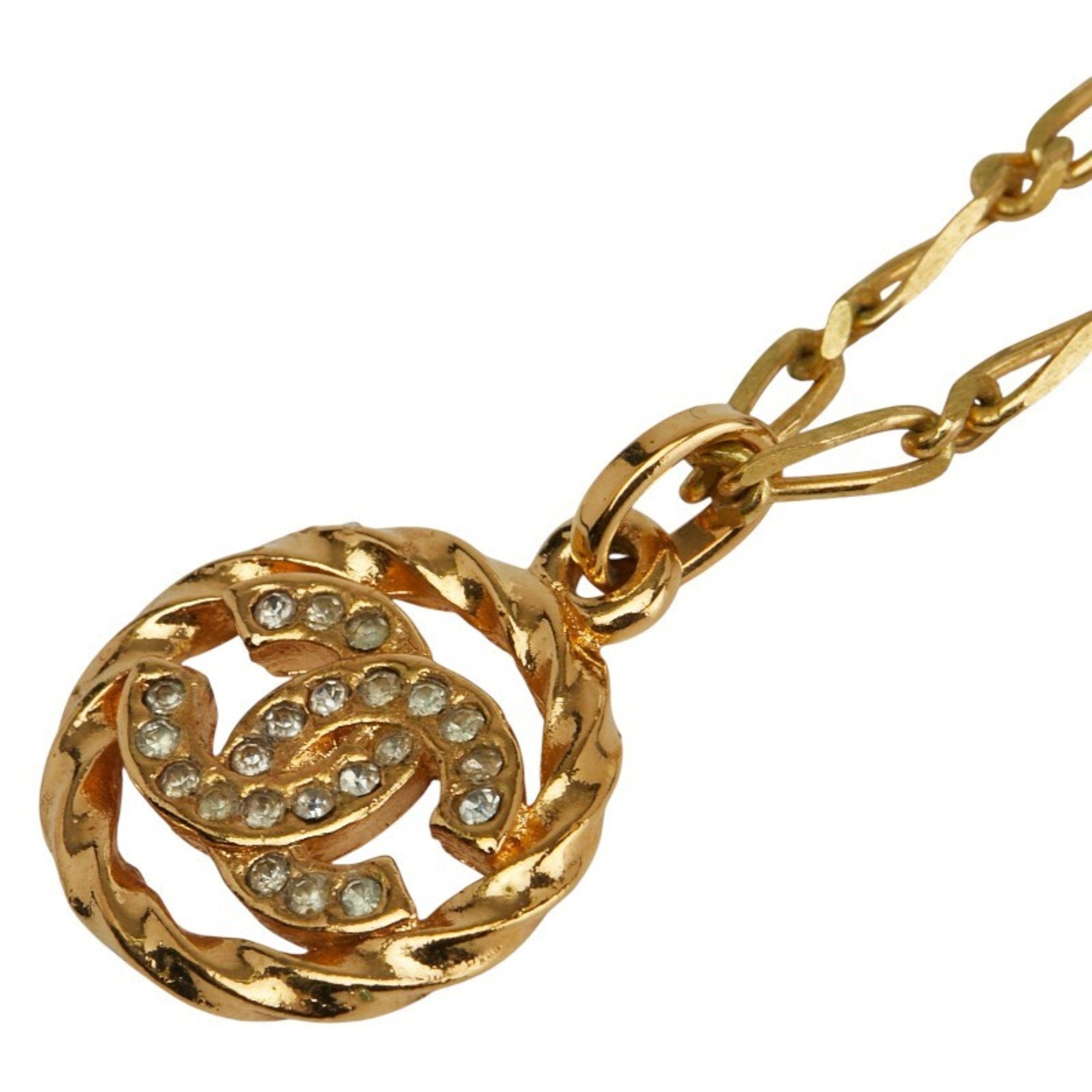 CC Logo Round Circle Pendant Necklace Metal
