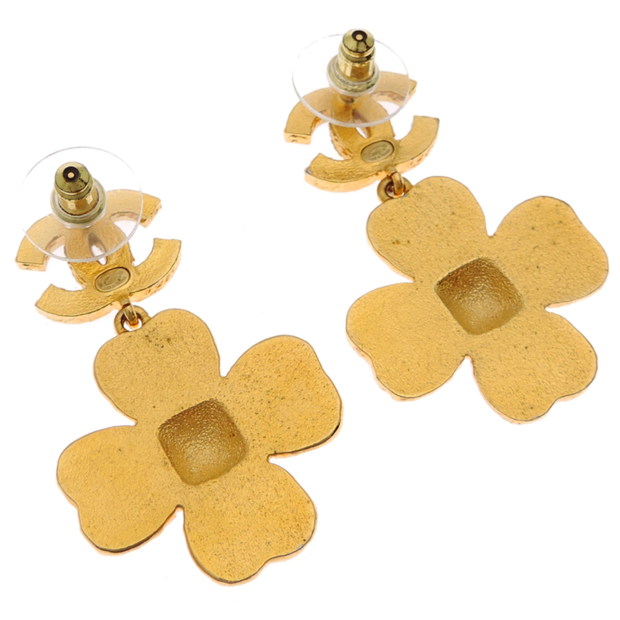 CC Logo Flower Earrings Gold-Tone Metal Gold-Tone Metal