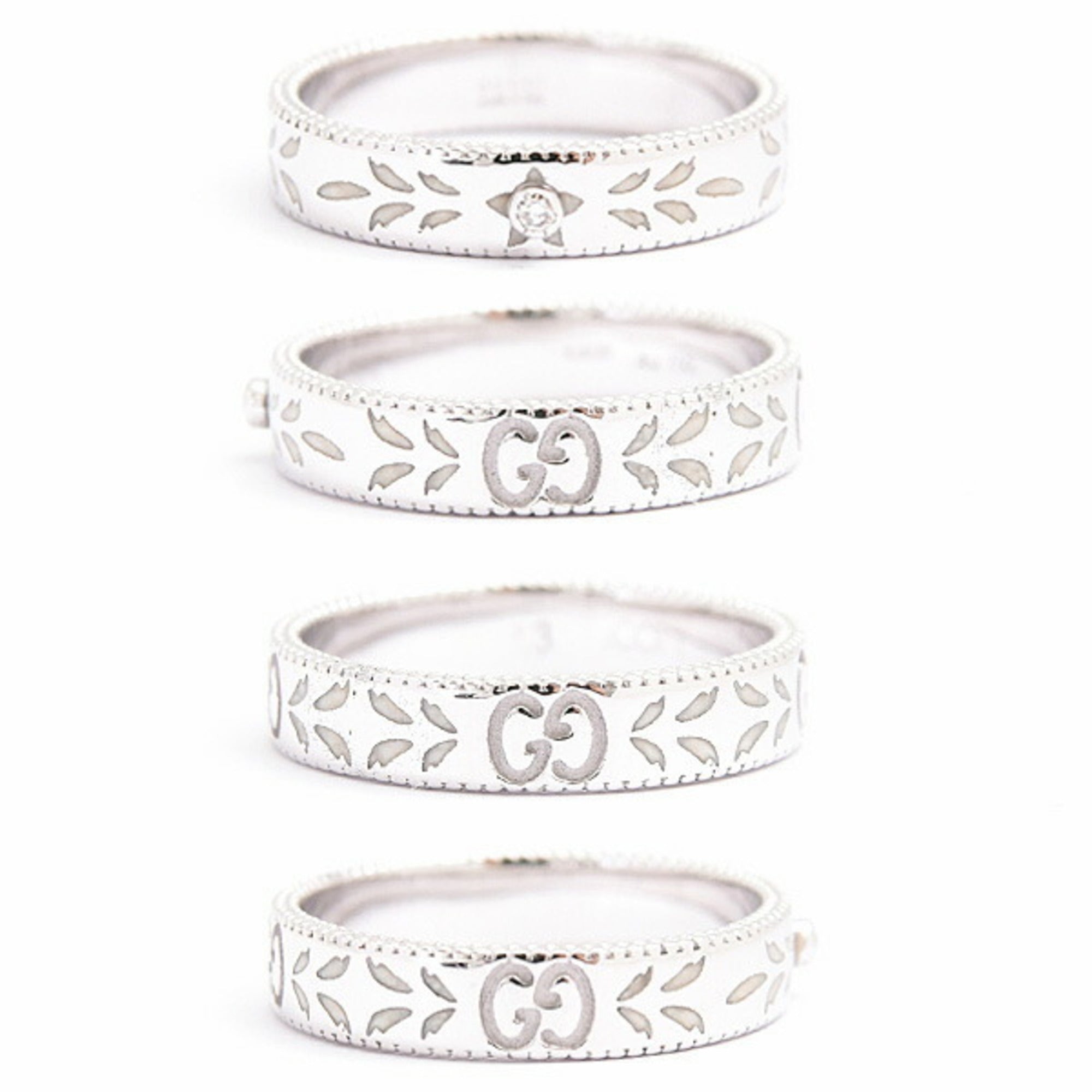 Band Ring Enamel and 18K White Gold With Diamond