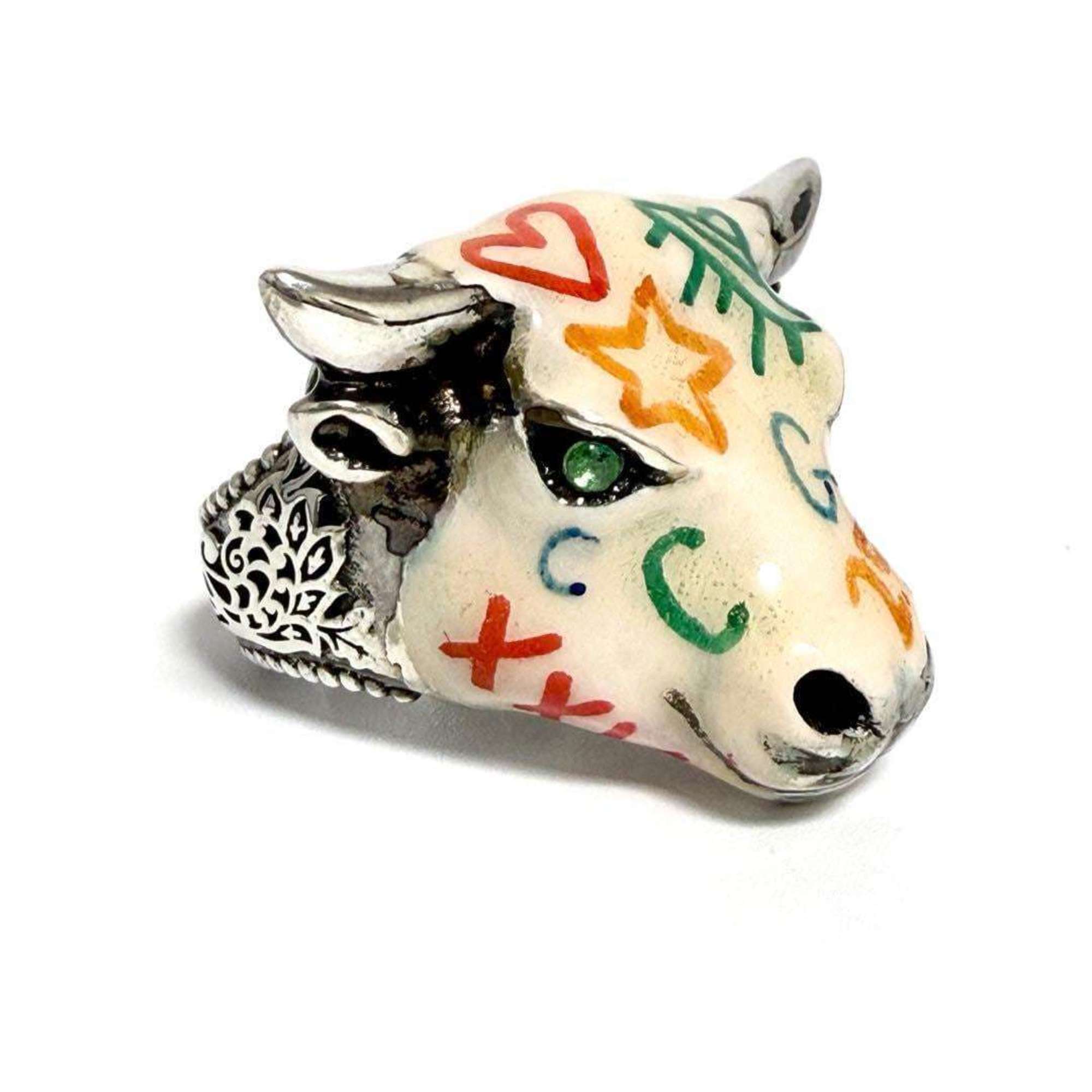 Anger Forest Bull's Head Ring Sterling Silver