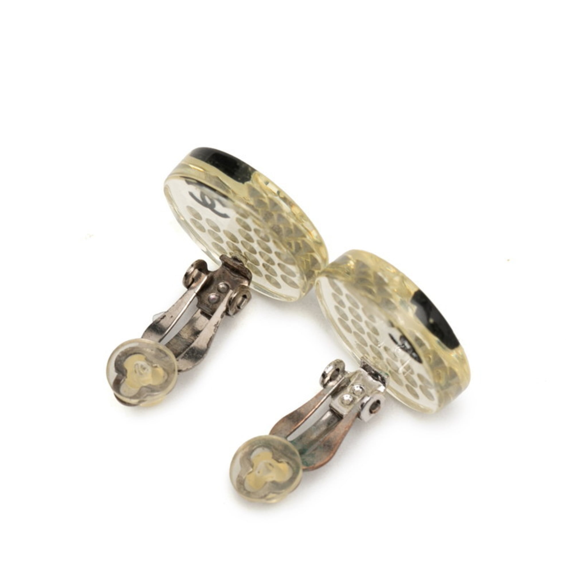 CC Logo Clip-On Earrings Silver-Tone Metal