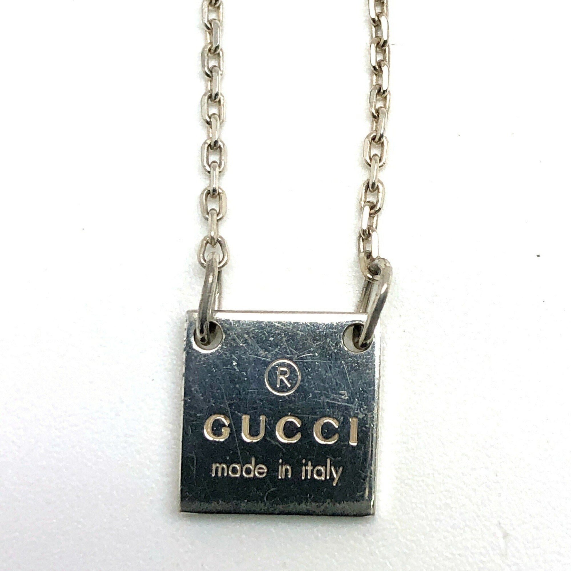 Square Plate Pendant Necklace Sterling Silver