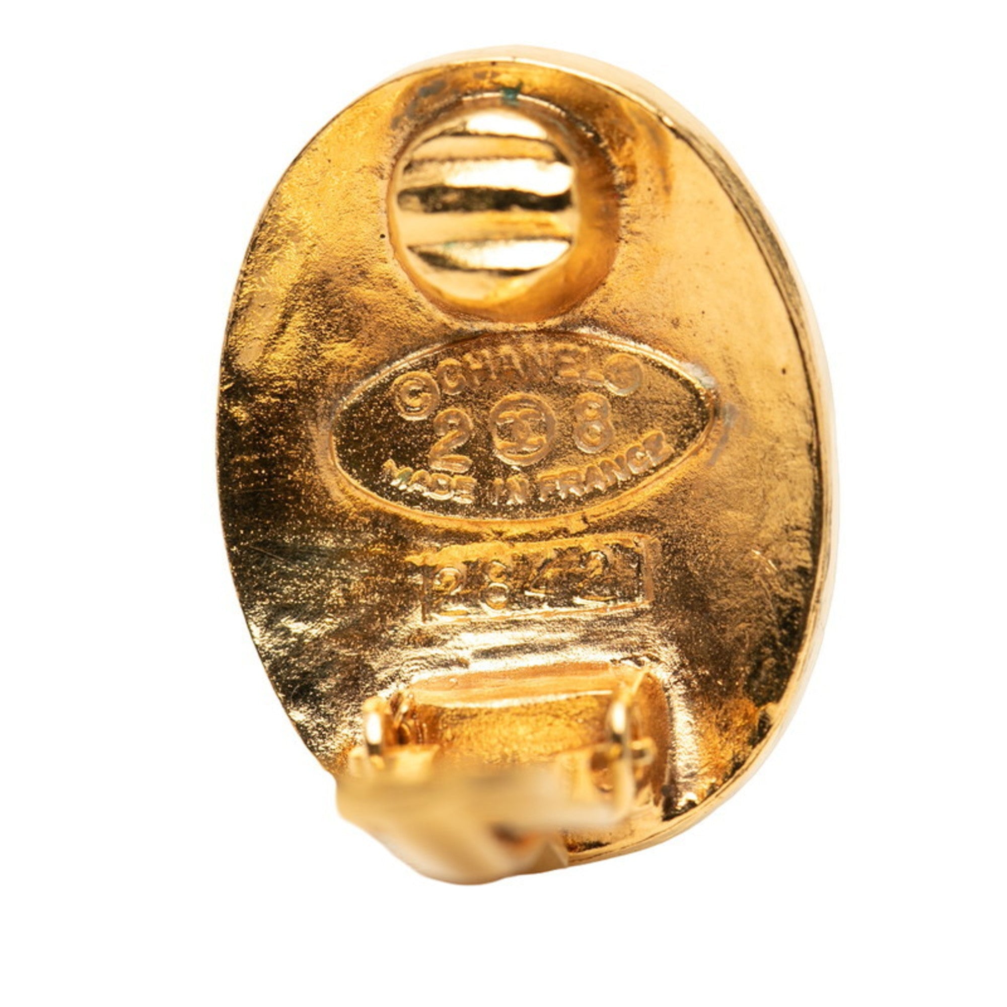 CC Logo Oval Clip-On Earrings Metal Gold-Tone Metal