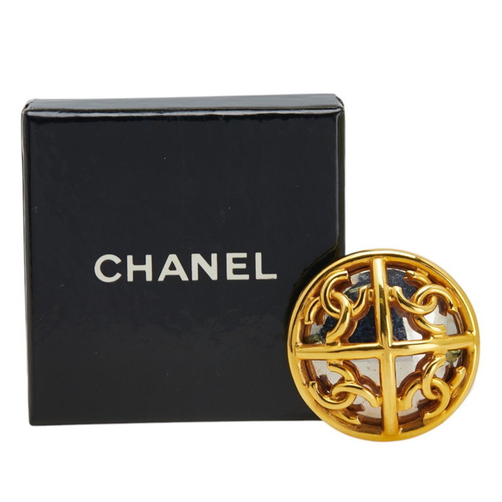 CC Logo Round Brooch Metal