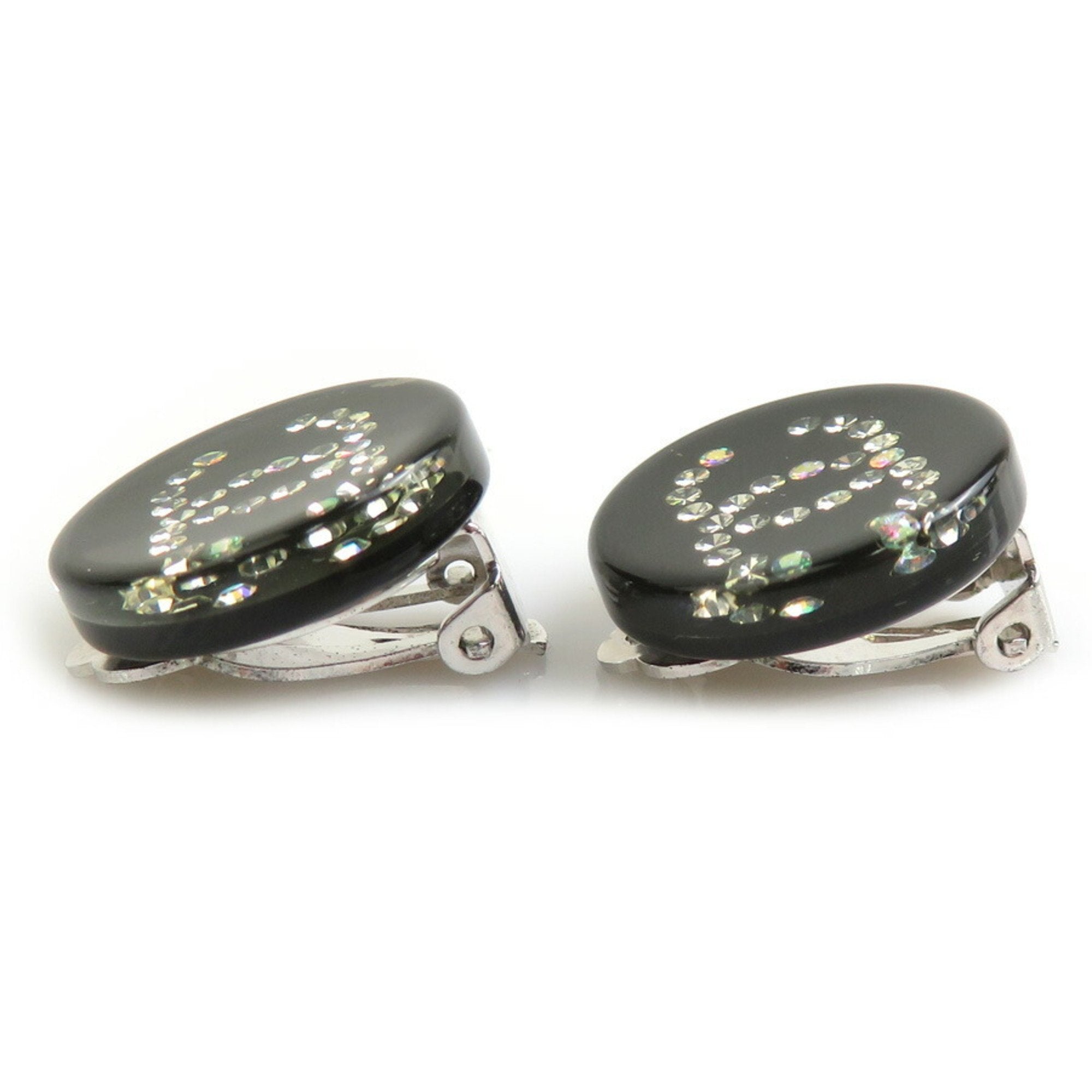 CC Logo Clip-On Earrings Silver-Tone Metal