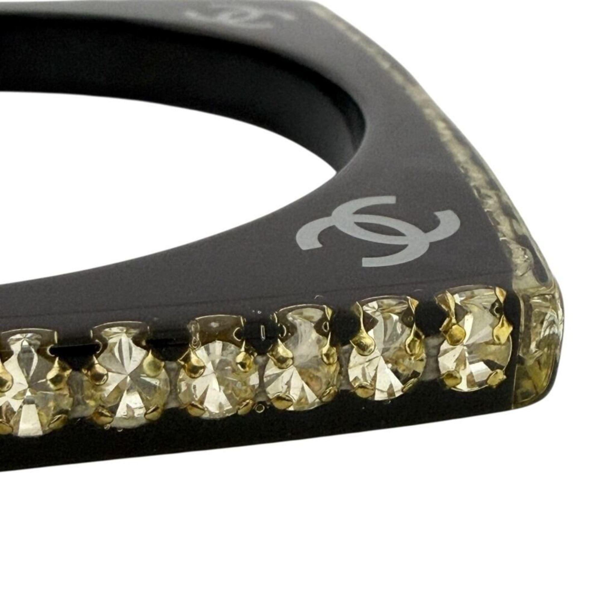 Bangle Bracelet Plastic and Rhinestone Black
