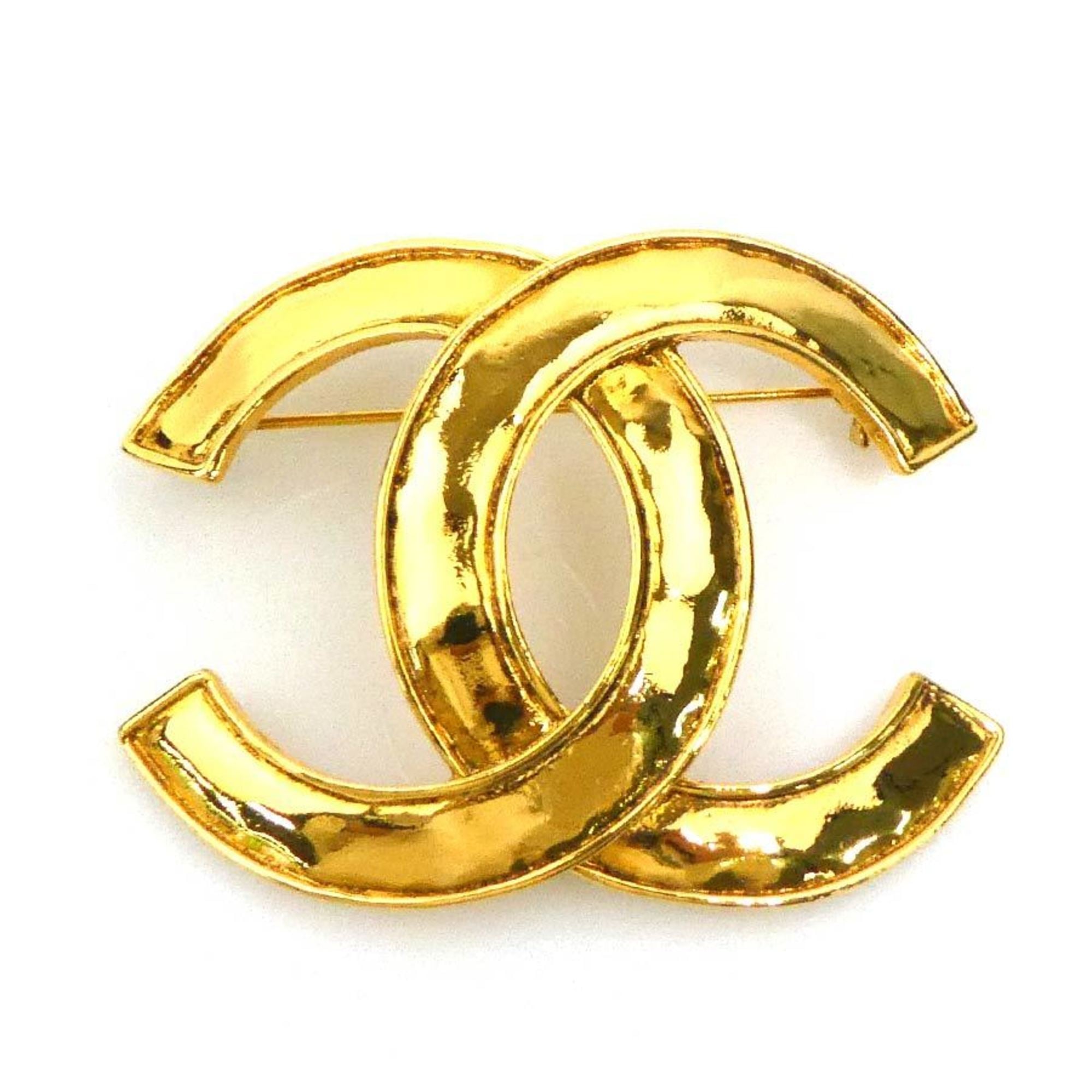 CC Logo Brooch Gold-Tone Metal