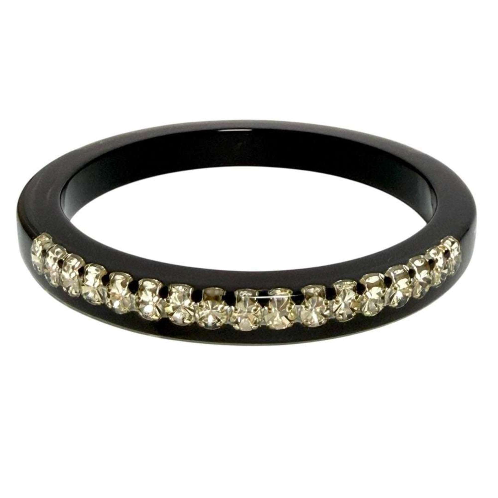 Bangle Bracelet Plastic and Rhinestone Black