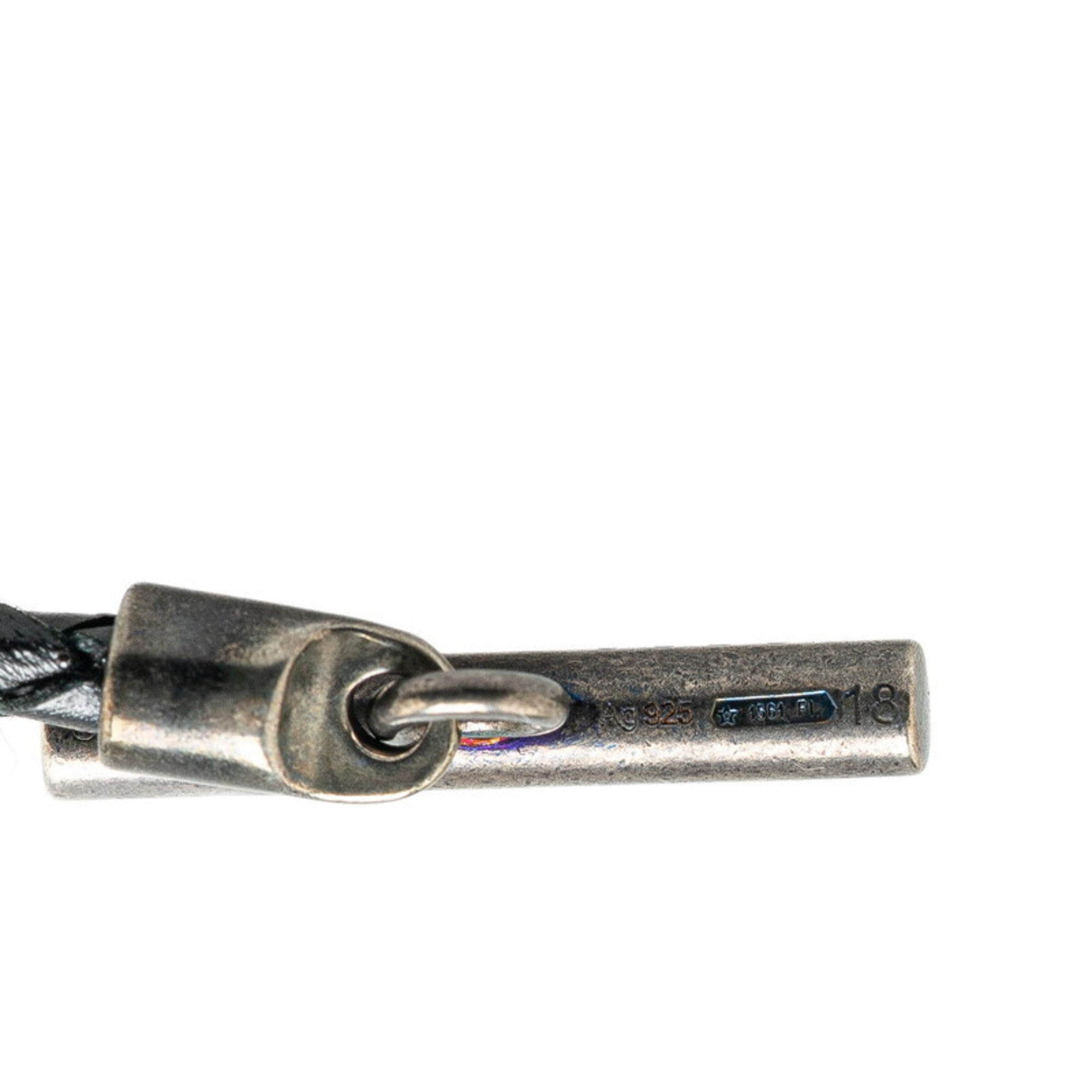 Horsebit Necklace Leather and Sterling Silver Black