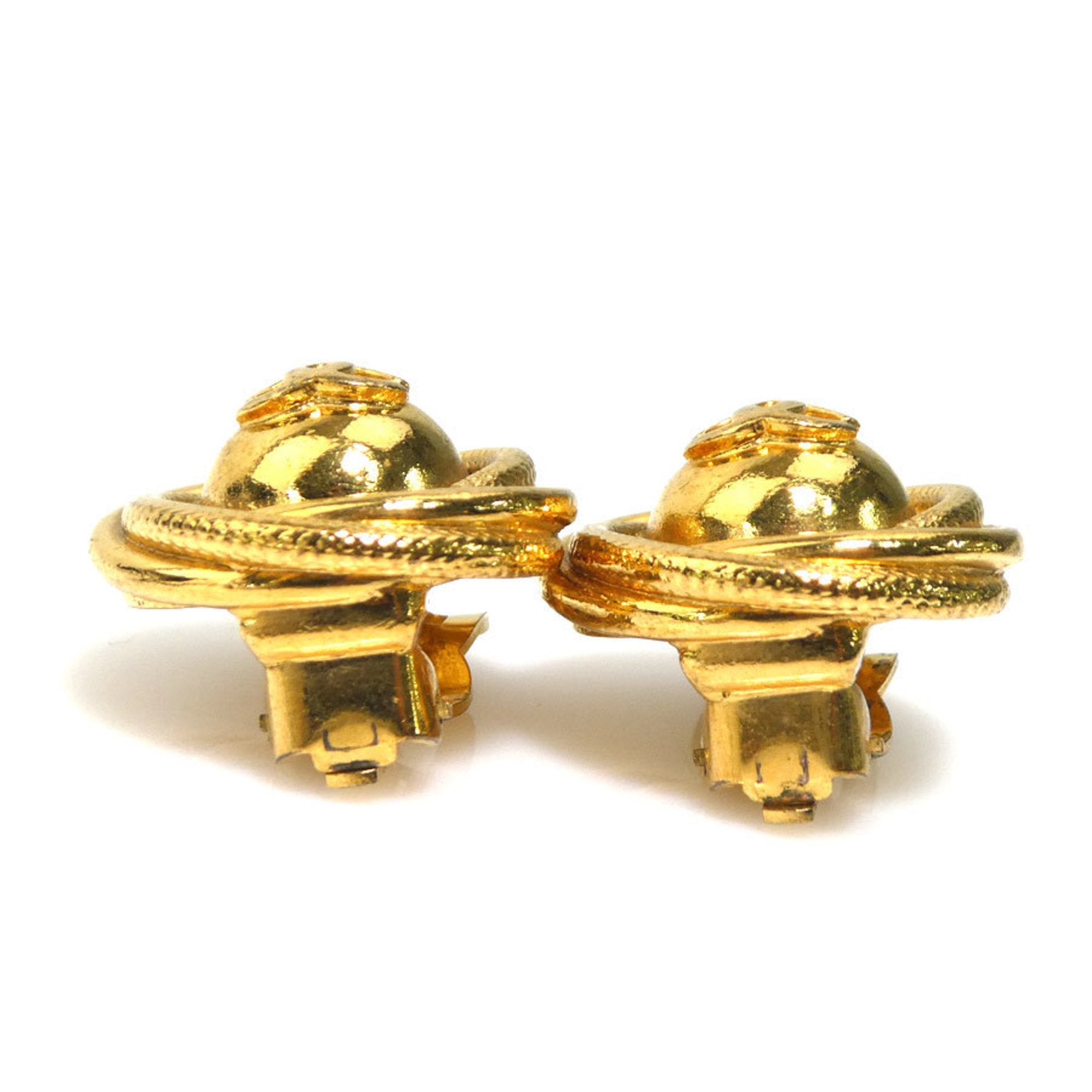 CC Logo Clip-On Earrings Gold-Tone Metal Gold-Tone Metal