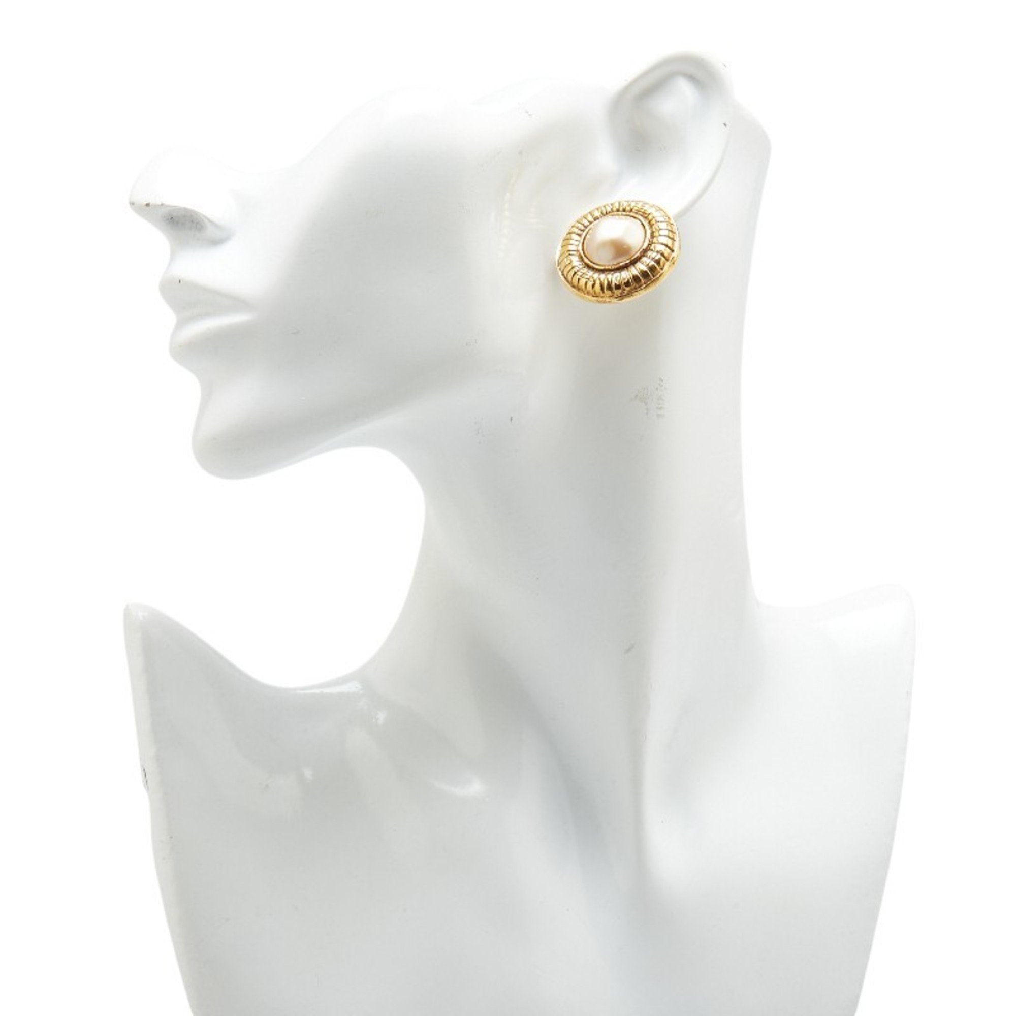 Earrings Pearl Gold-Tone Metal