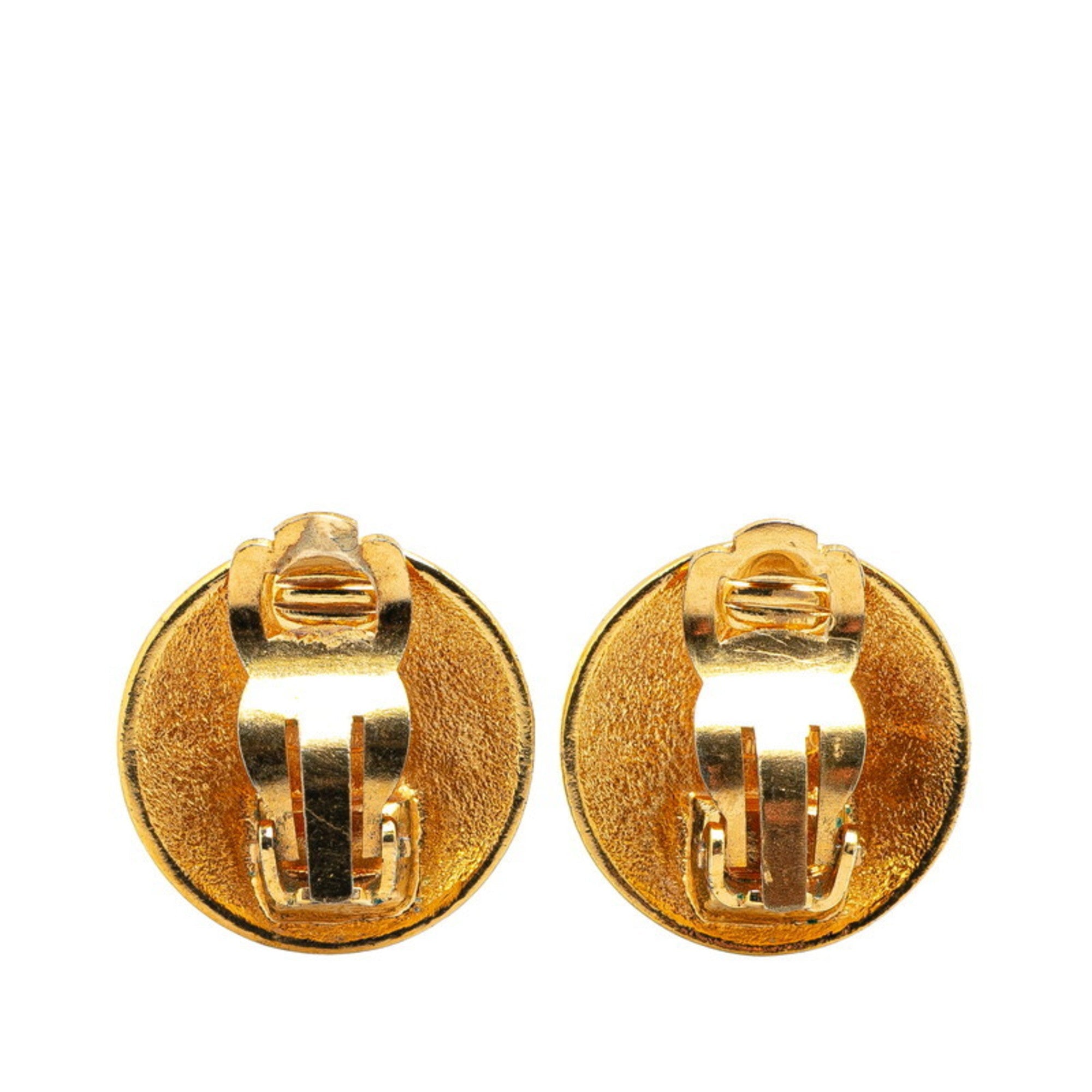 CC Logo Round Clip-On Earrings Metal Gold-Tone Metal