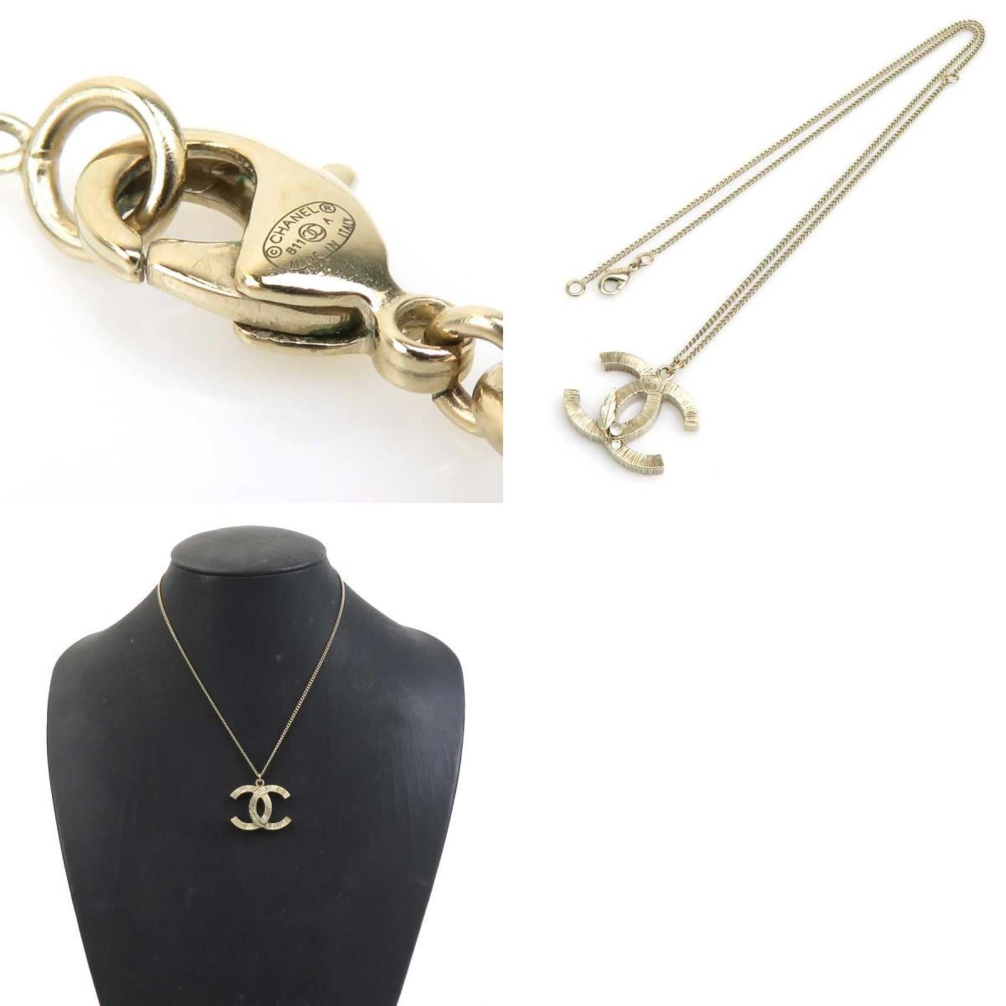 CC Logo Pendant Necklace Gold-Tone Metal