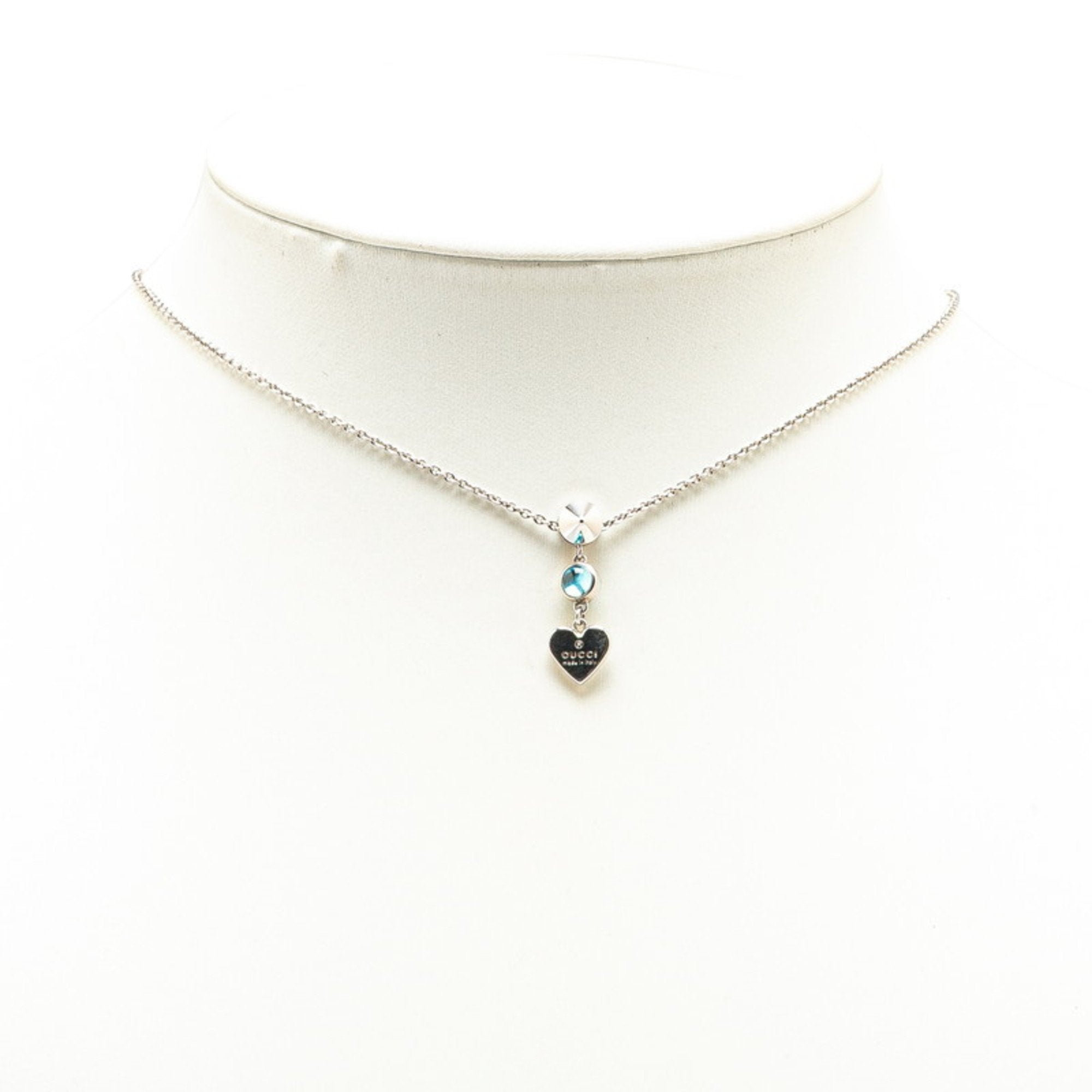 Pendant Necklace Silver Metal with Rhinestone