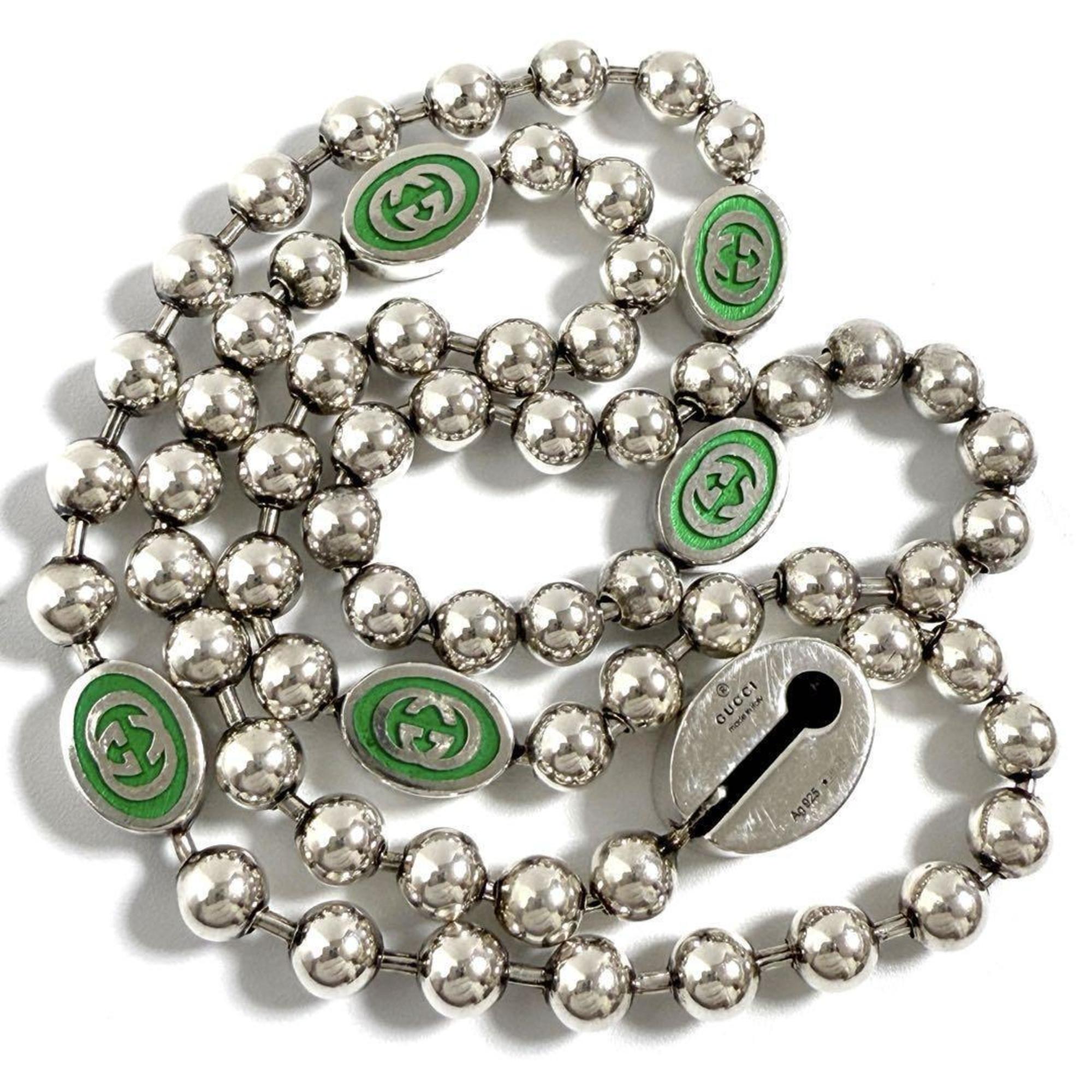 GG Ball Chain Pendant Necklace Sterling Silver