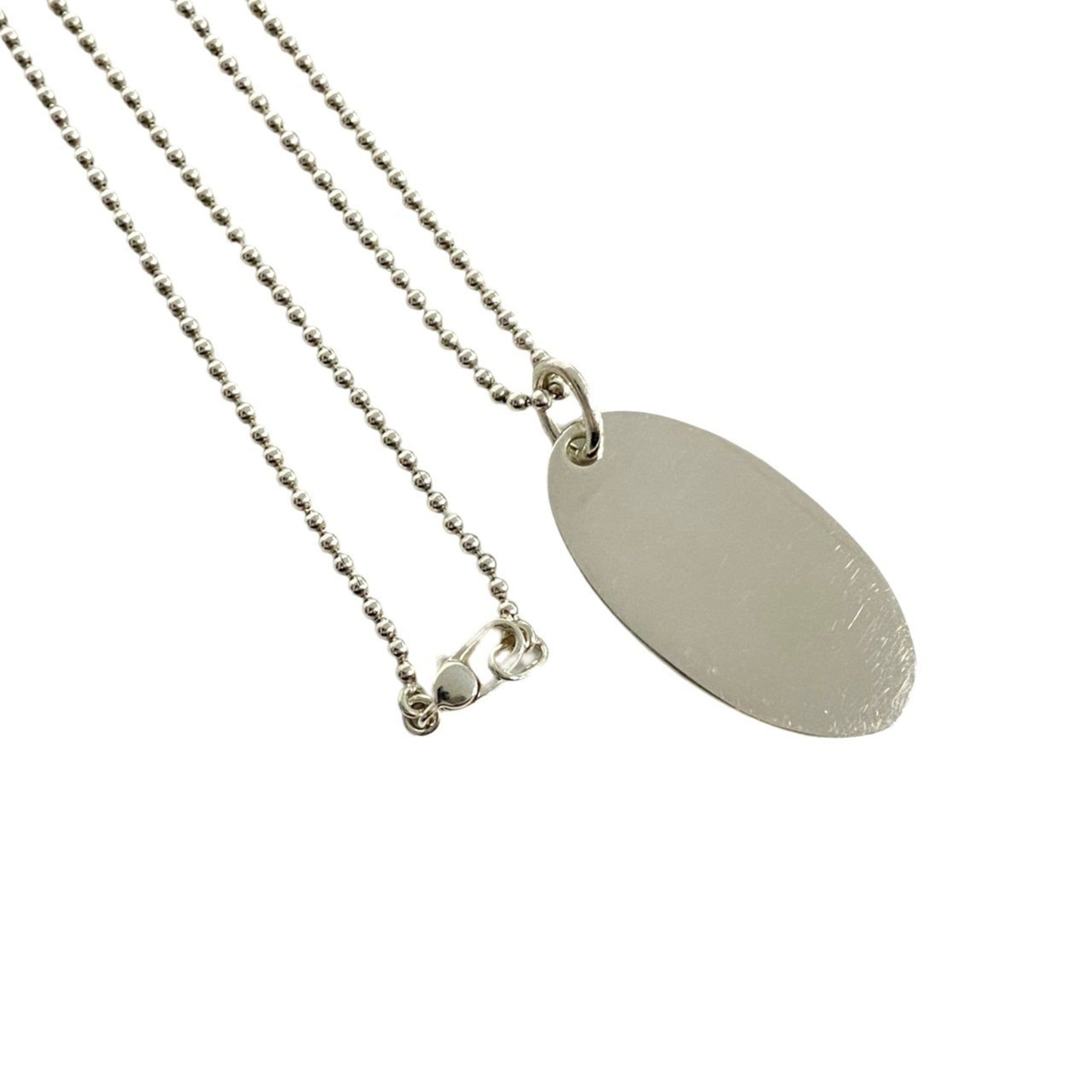 Oval Tag Pendant Necklace Sterling Silver