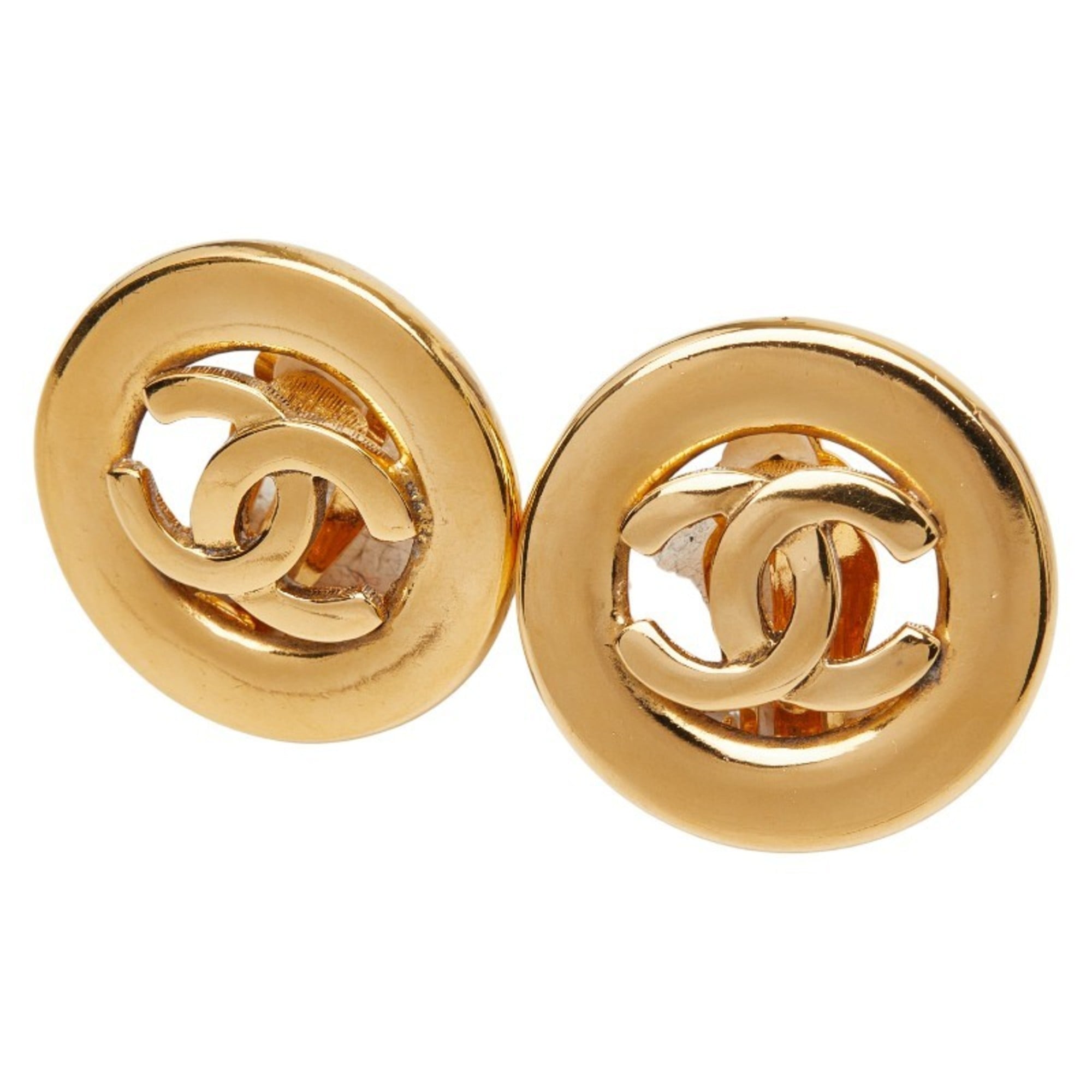 CC Logo Clip-On Earrings Metal Gold-Tone Metal