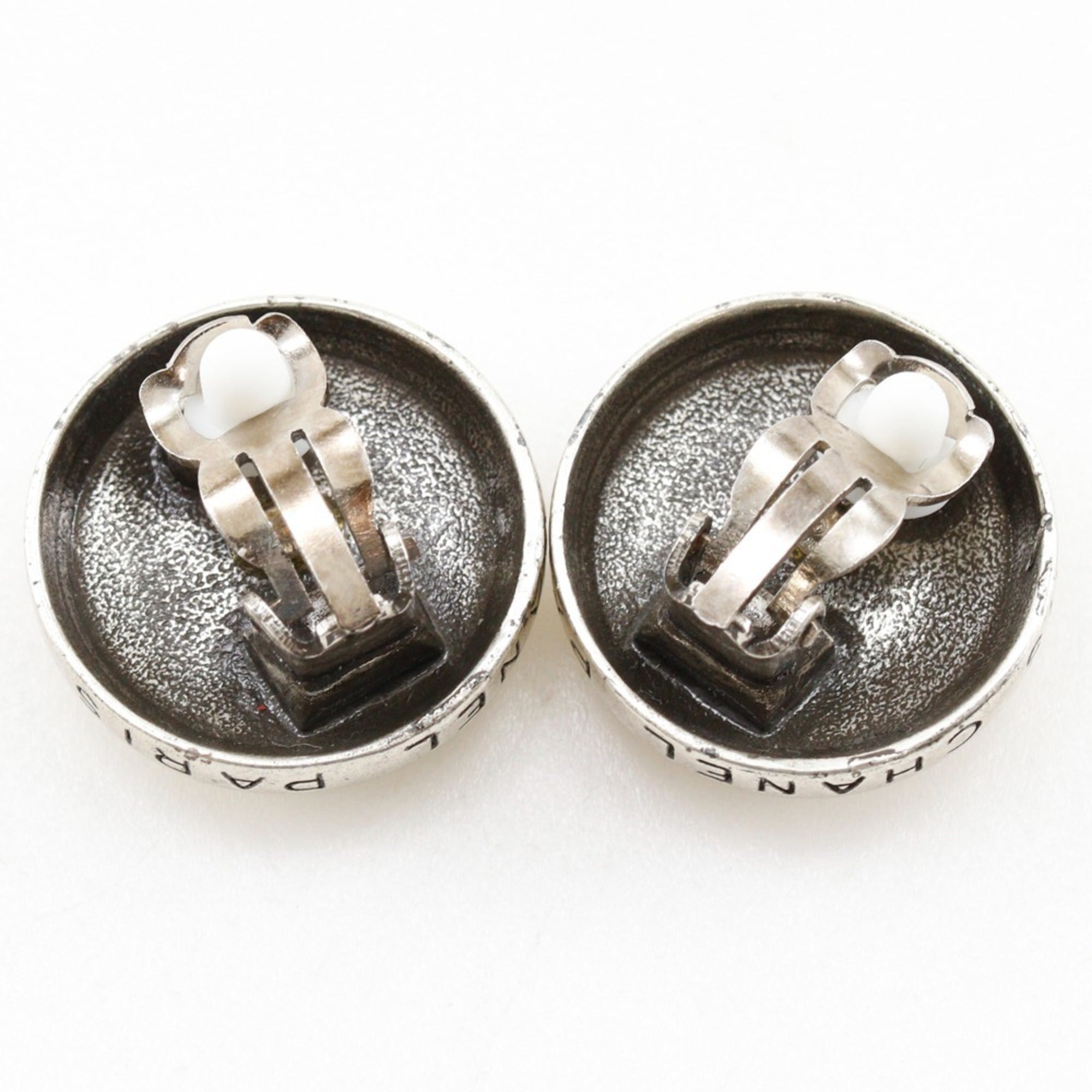 CC Logo Clip-On Earrings Silver-Tone Metal Silver-Tone Metal